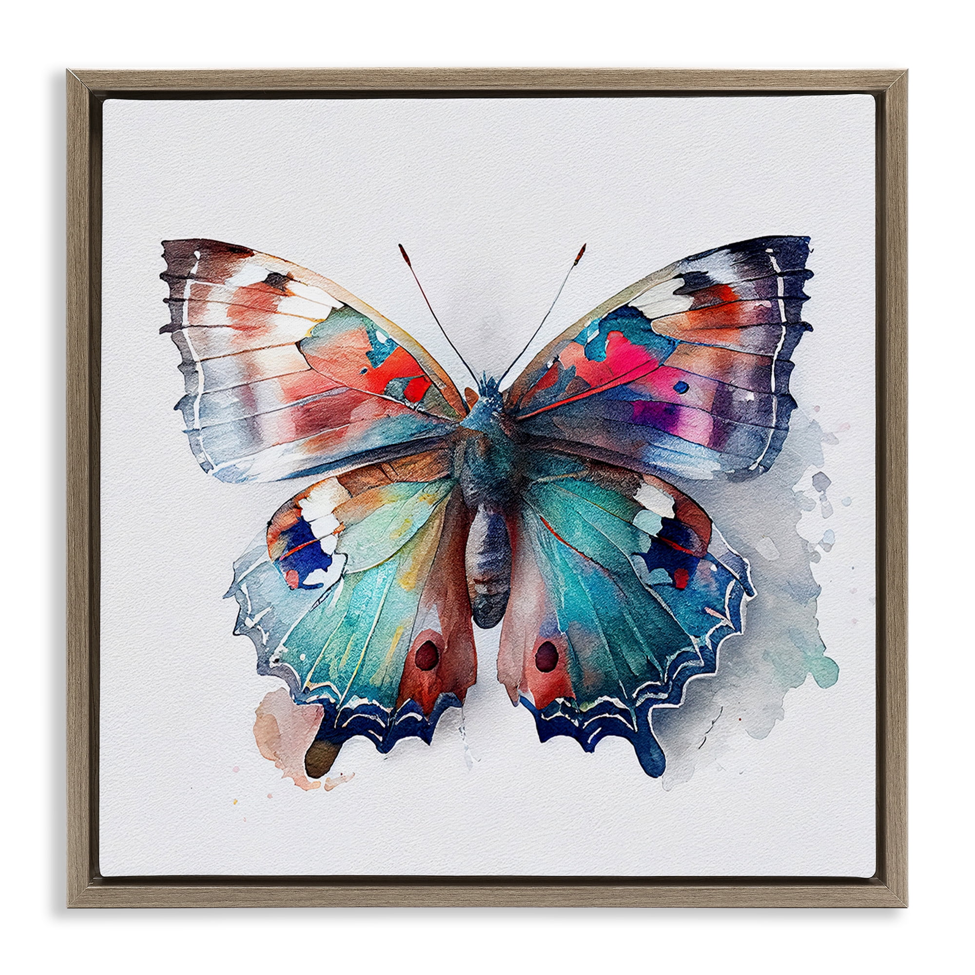 Stupell Industries Modern Splash Butterfly Animals & Insects Painting Brown Floater Framed Canvas Art Print Wall Art, 18 x 18