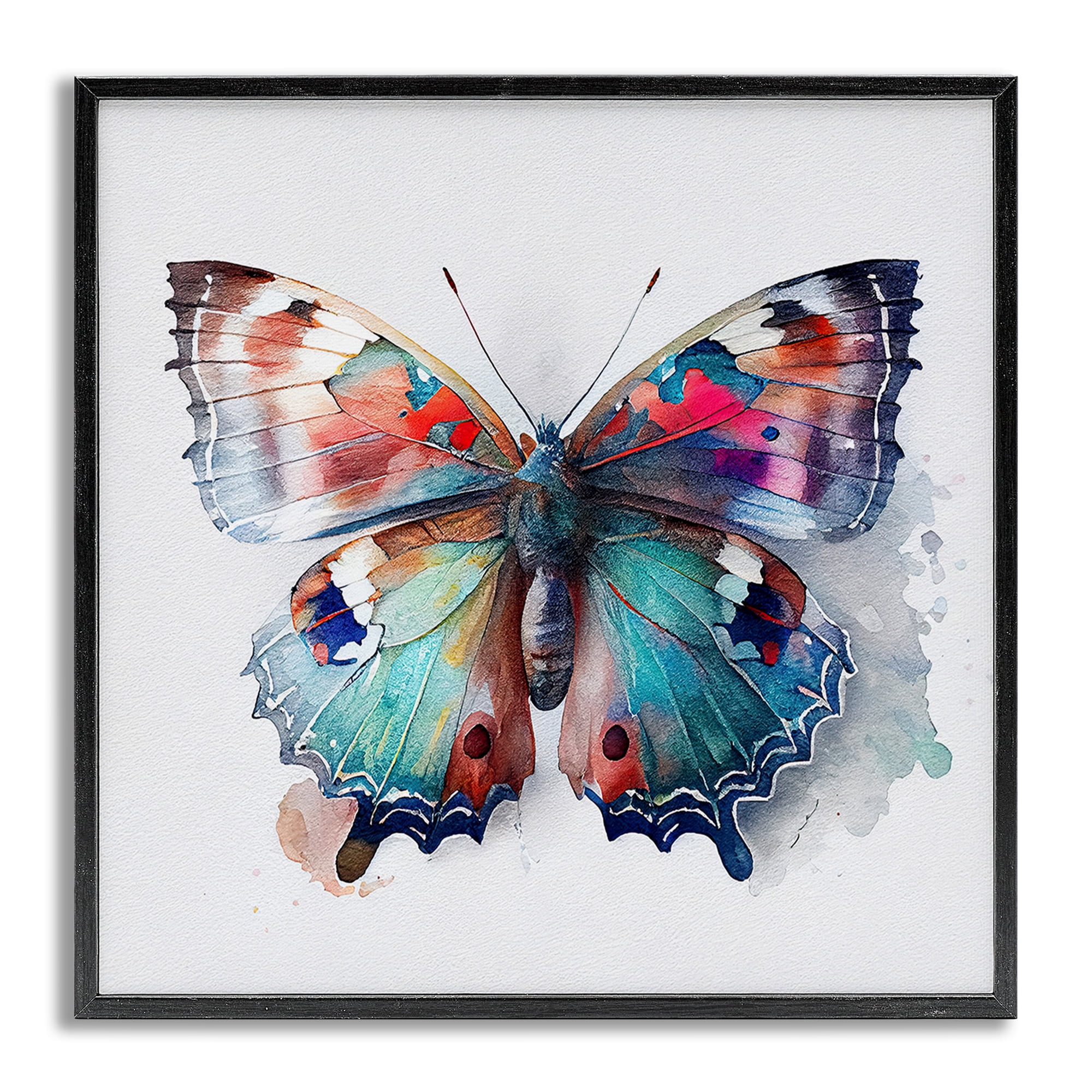 Stupell Industries Modern Splash Butterfly Animals & Insects Painting Gray Framed Art Print Wall Art, 12 x 12