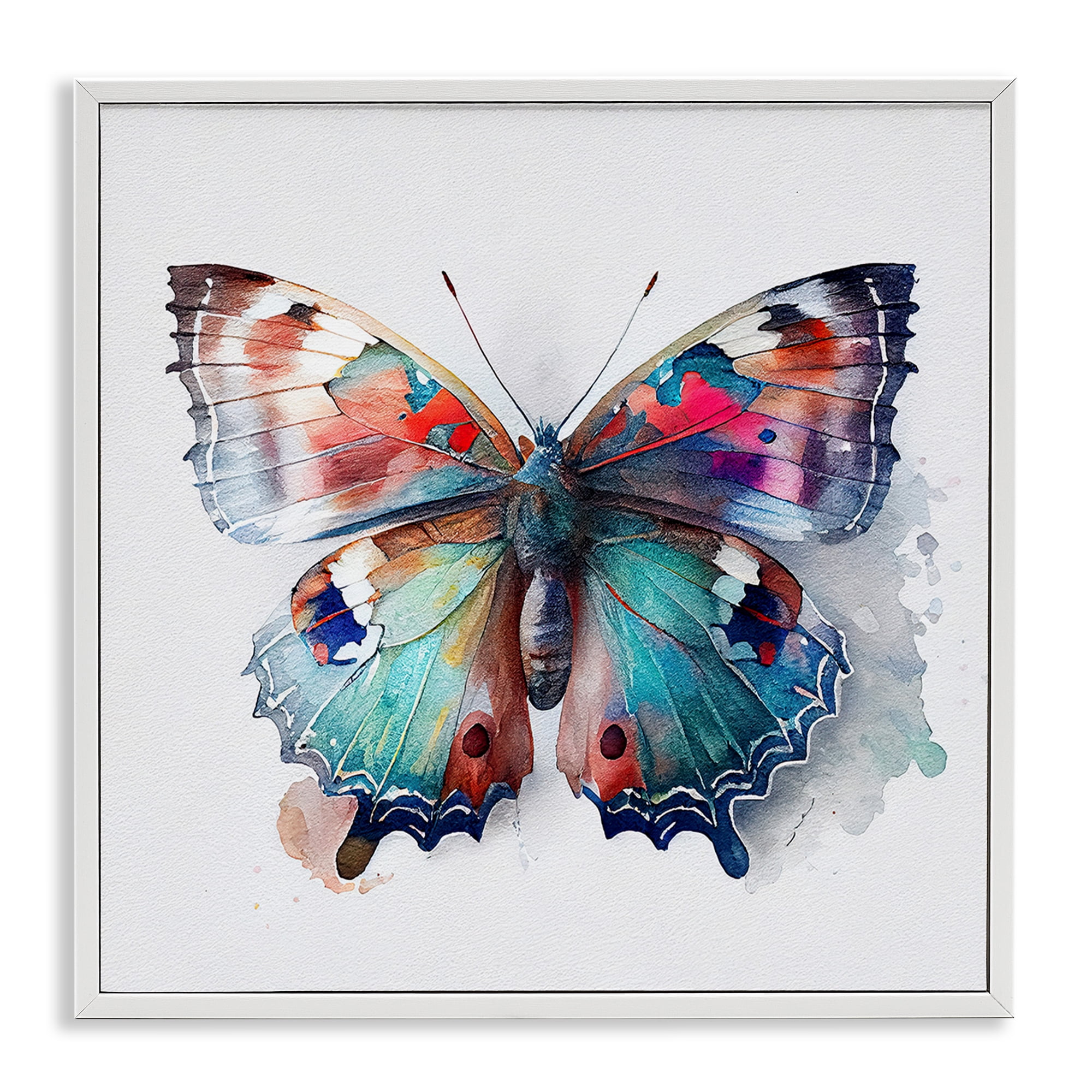 Stupell Industries Modern Splash Butterfly Animals & Insects Painting White Framed Art Print Wall Art, 12 x 12