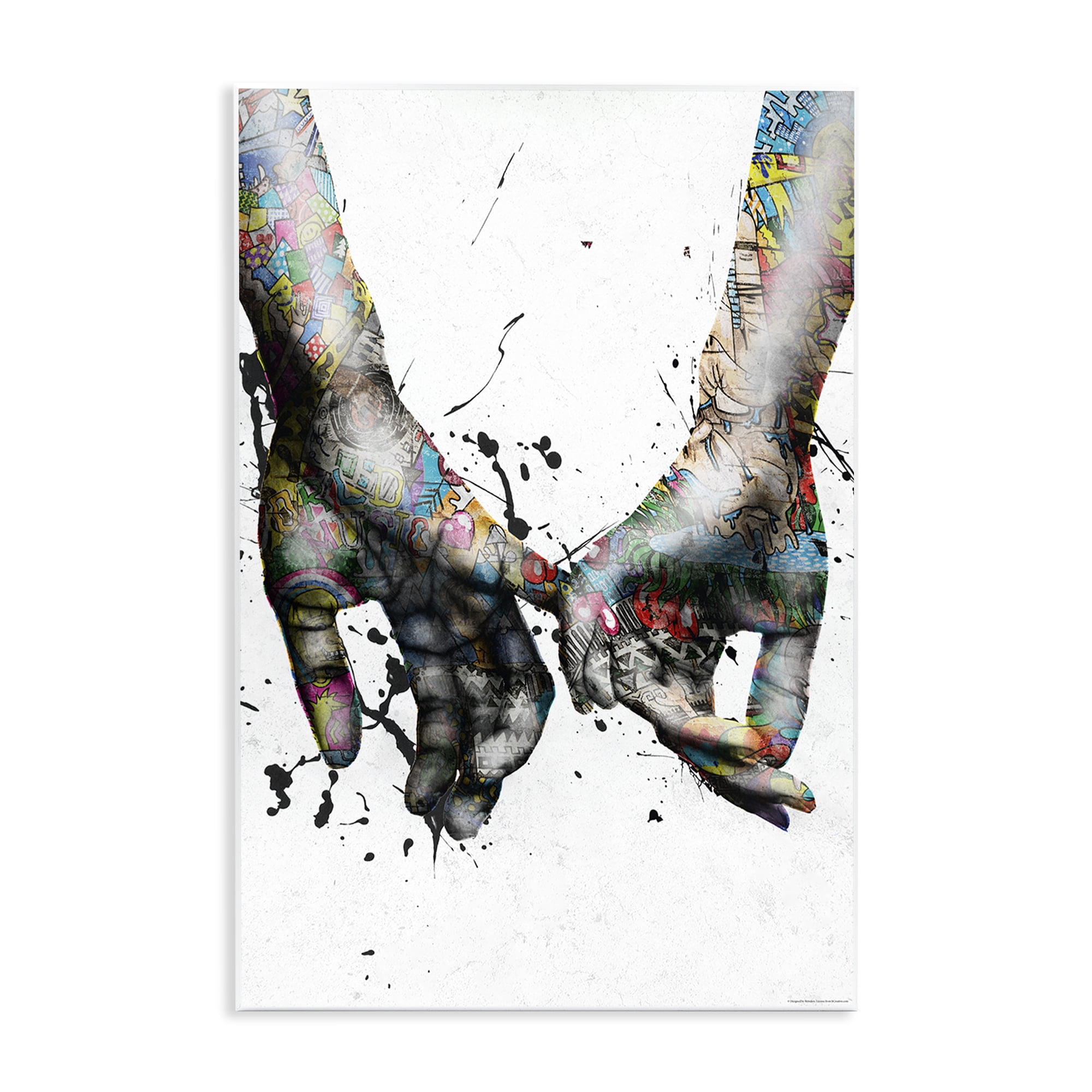 Stupell Industries Modern Splash Hand Holding People Painting Unframed Art Print Wall Art, 10 x 15