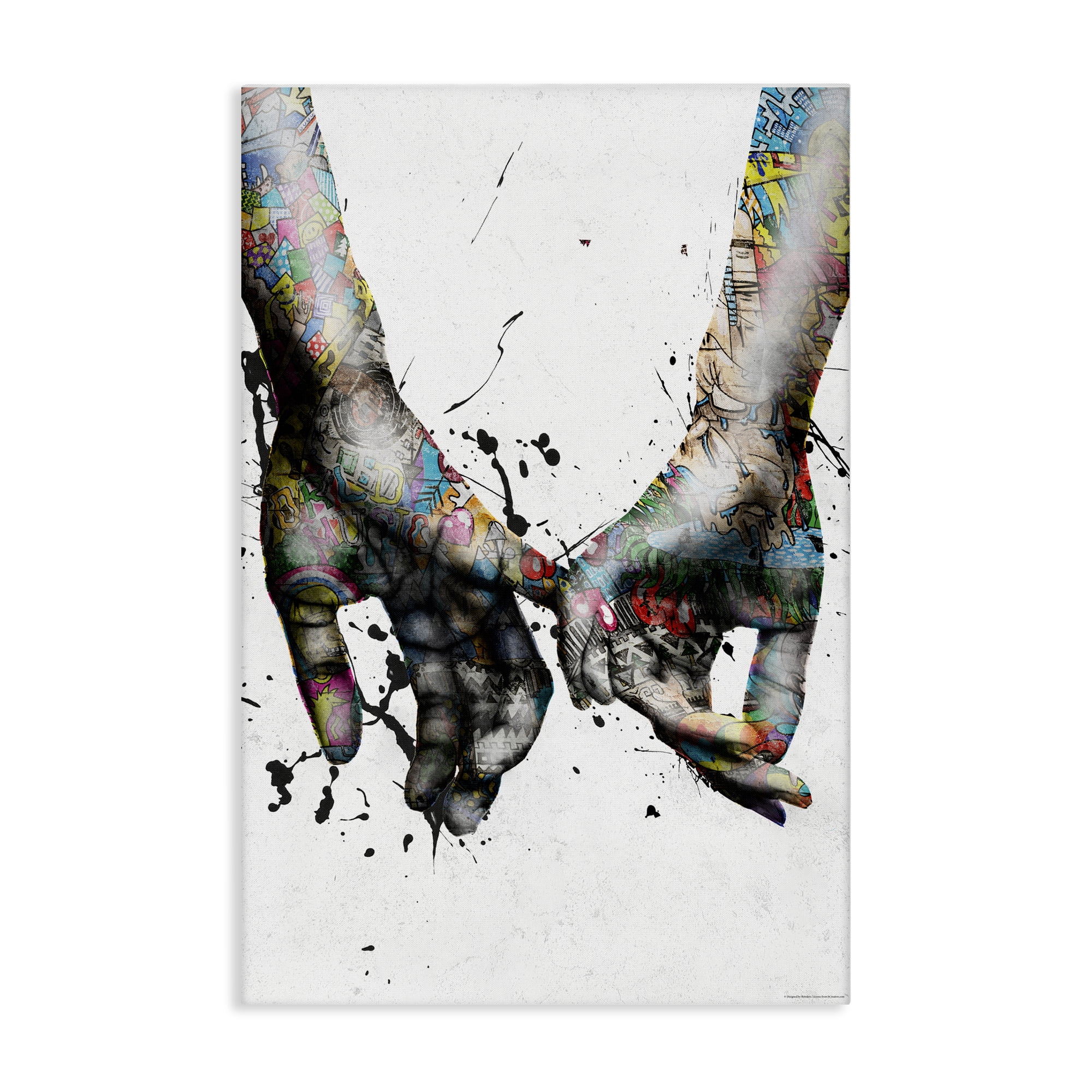 Stupell Industries Modern Splash Hand Holding People Painting Wrapped Canvas Art Print Wall Art, 20 x 30