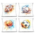 thumbnail image 1 of Stupell Industries Modern Splash Sports Balls 18" x 18" Sports Abstract Polyester Decorative Pillow Set, Zip Closure 4 Count, 1 of 6