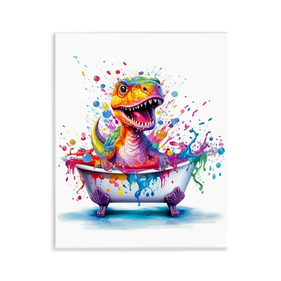 Stupell Industries Modern Splatter Dino Typography Painting Unframed Art Print Wall Art, 11 x 14