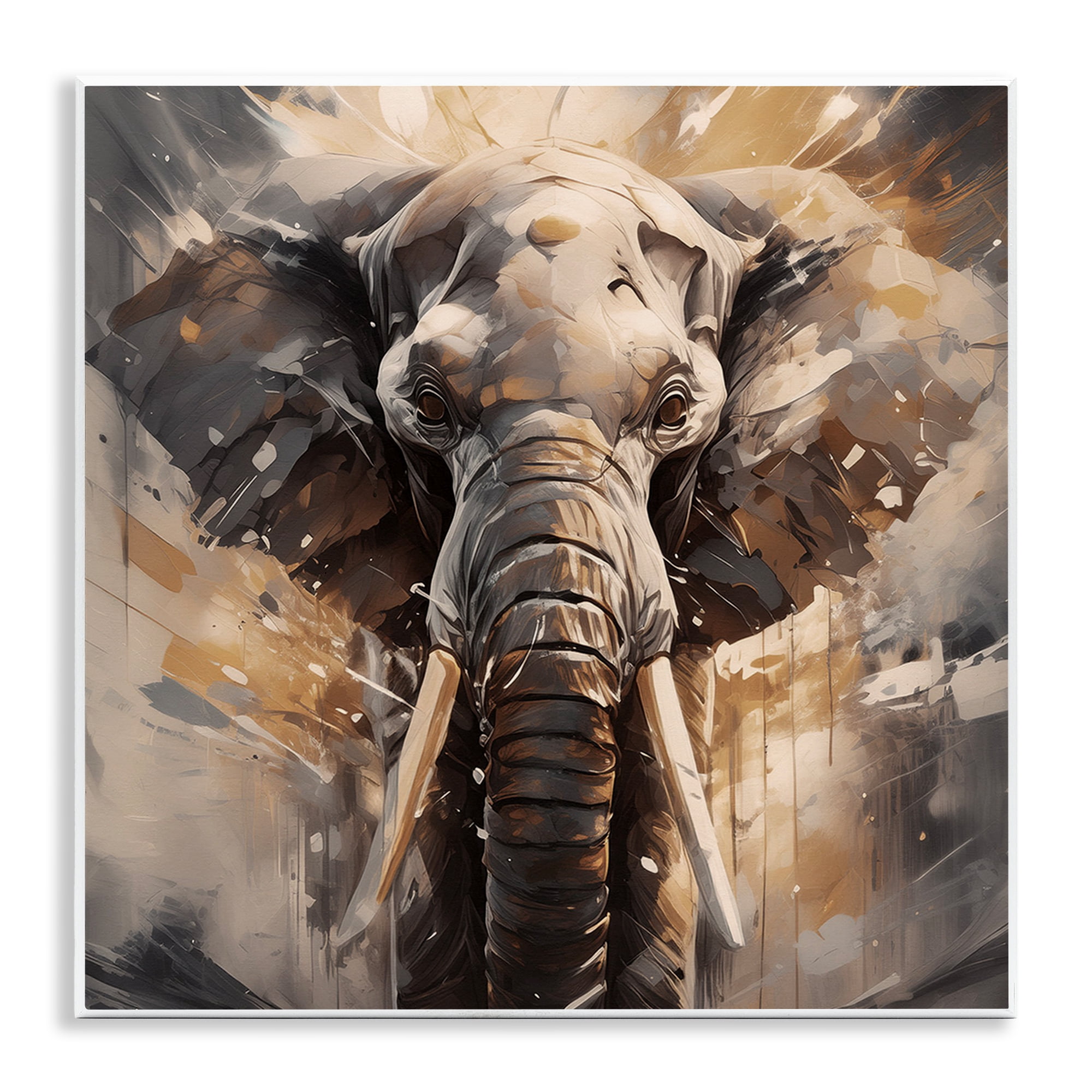 Stupell Industries Modern Splatter Elephant Animals Painting Unframed Art Print Wall Art, 12 x 12