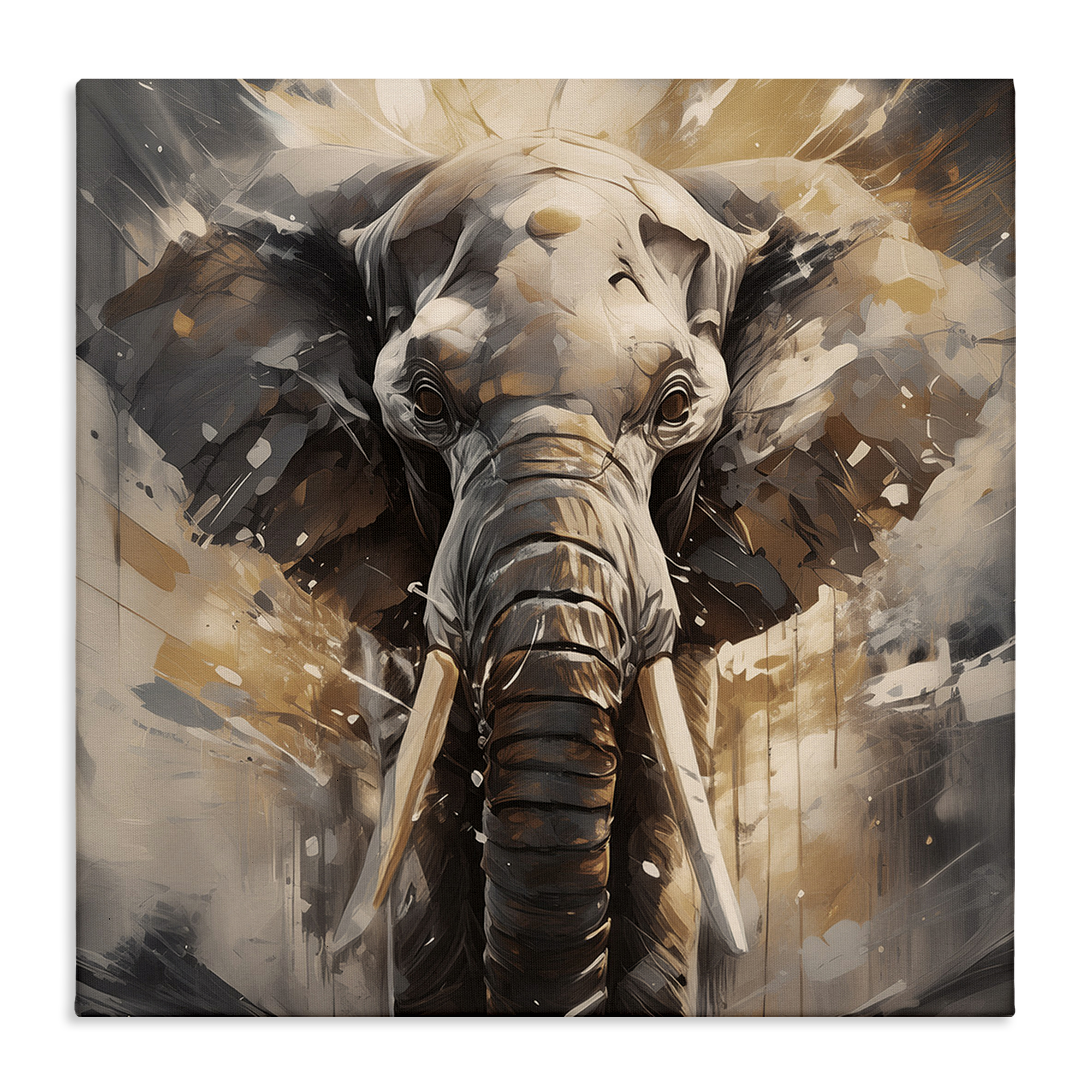 Stupell Industries Modern Splatter Elephant Animals Painting Wrapped Canvas Art Print Wall Art, 24 x 24