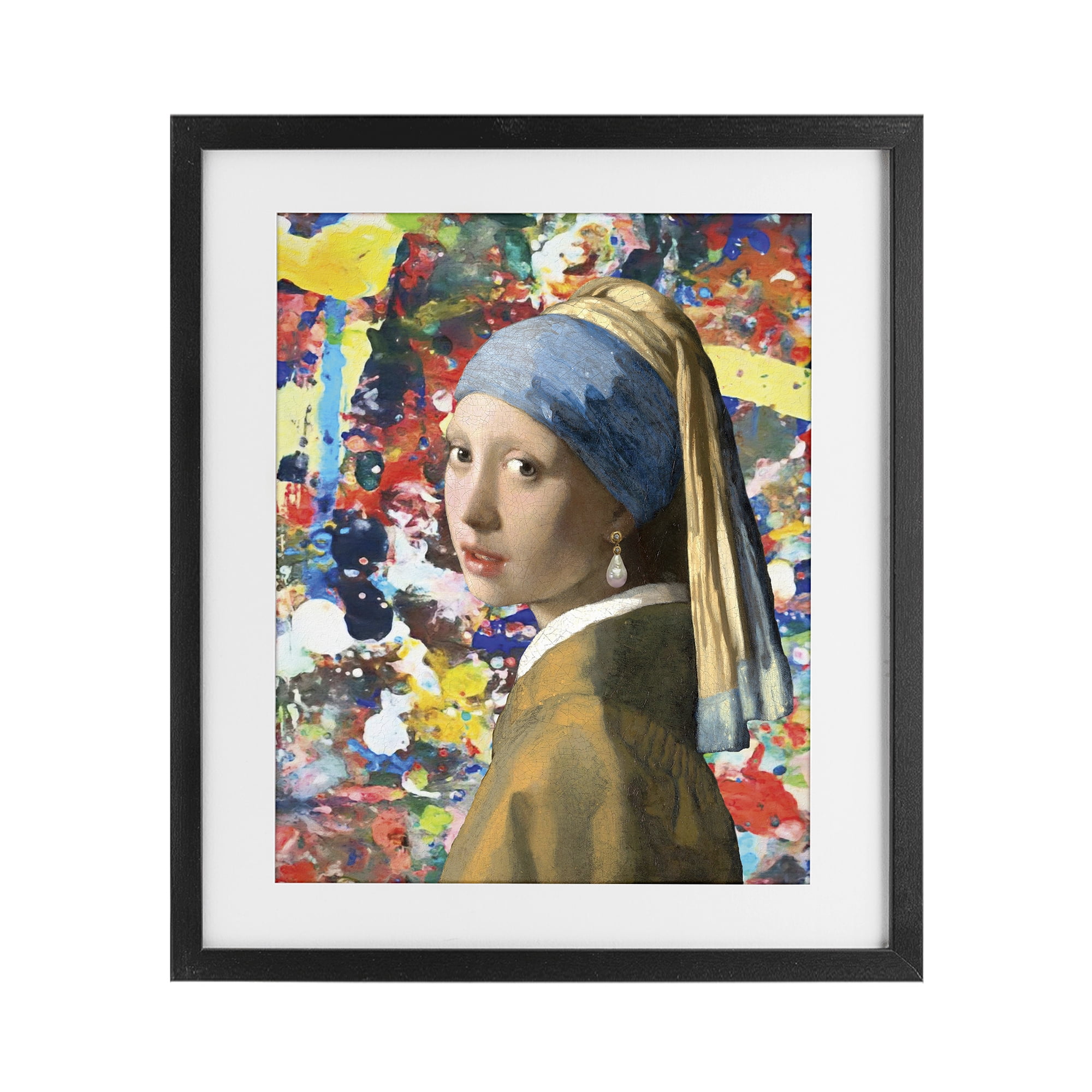Stupell Industries Modern Splatter Iconic Pearl Earring Black Framed Print Under Glass, design by Grotto Studios
