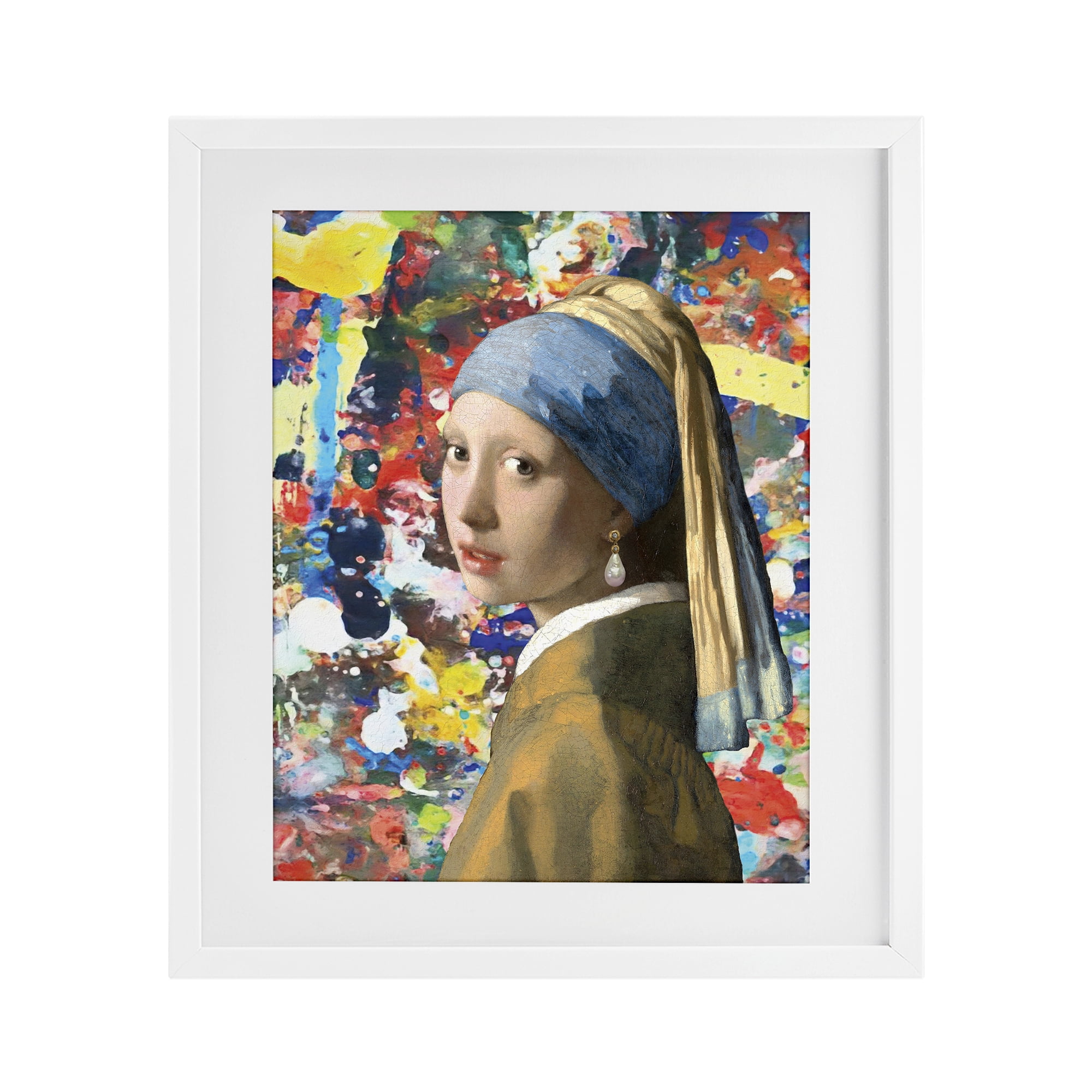 Stupell Industries Modern Splatter Iconic Pearl Earring White Framed Print Under Glass, design by Grotto Studios