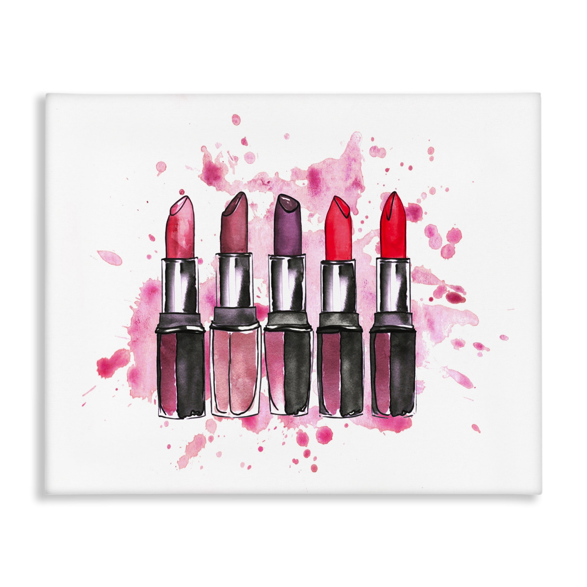 Stupell Industries Modern Splatter Lipstick Fashion Painting Wrapped Canvas Art Print Wall Art, 20 x 16