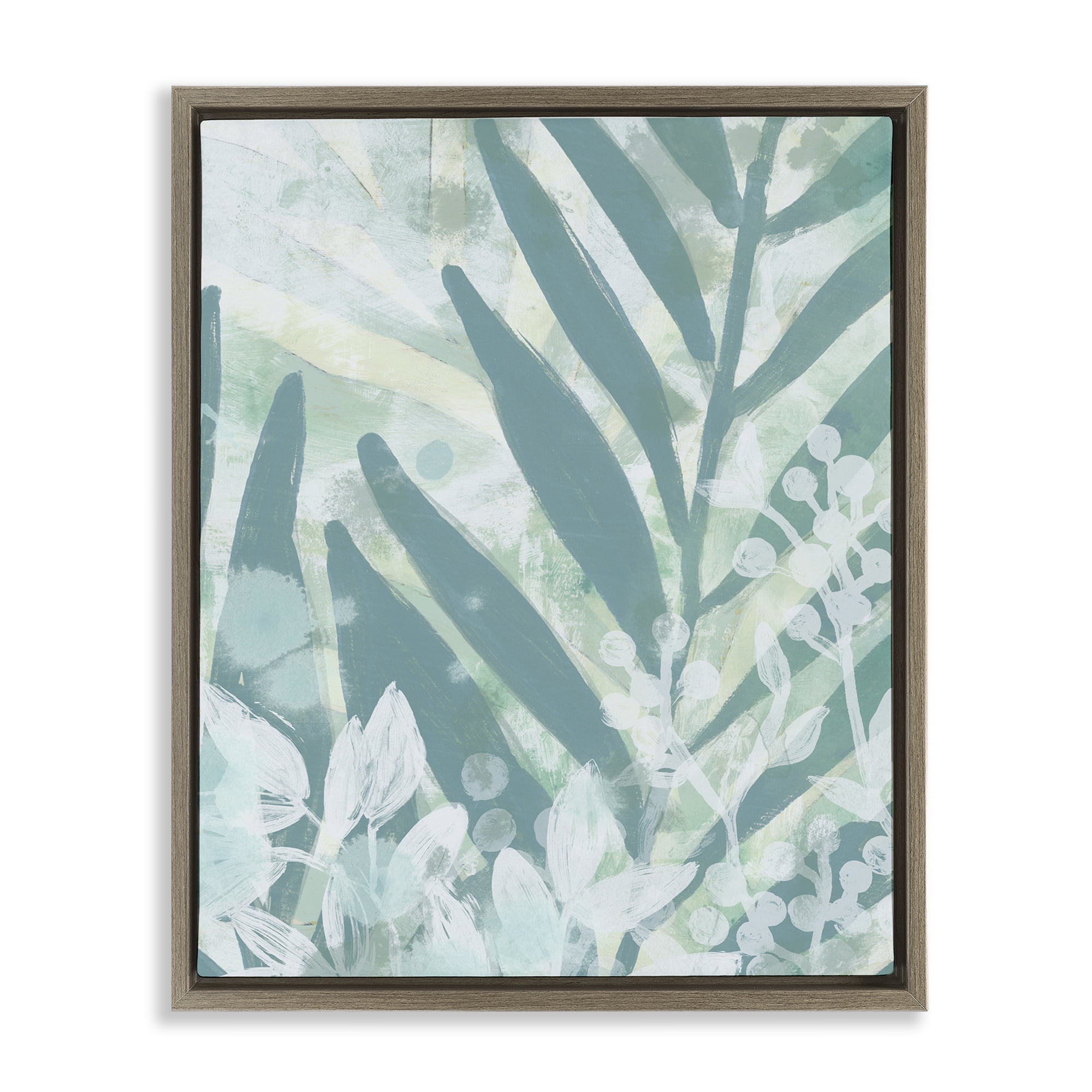 Stupell Industries Modern Splatter Palms Botanical & Floral Painting Brown Floater Framed Art Print Wall Art, 25 x 31