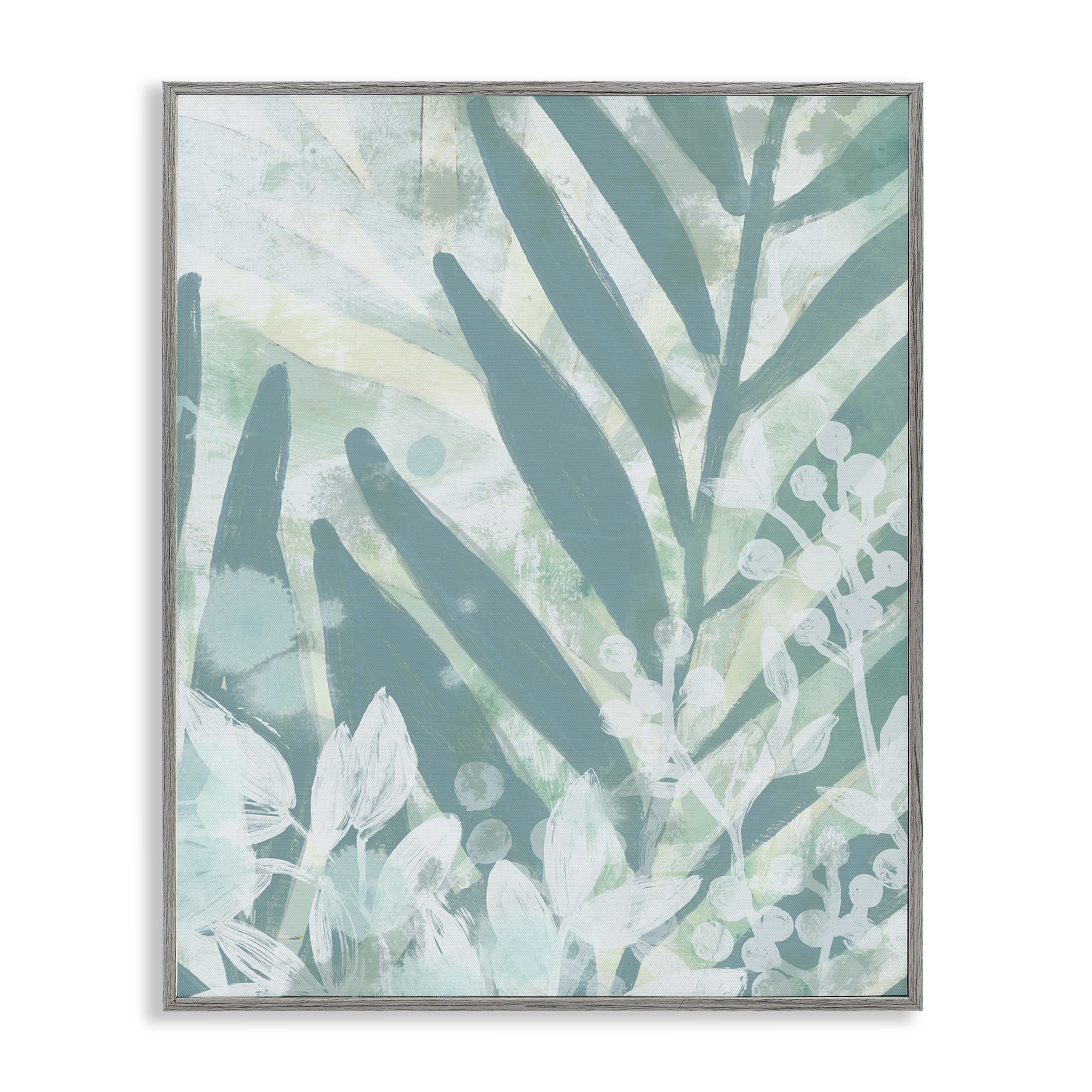 Stupell Industries Modern Splatter Palms Botanical & Floral Painting Gray Framed Art Print Wall Art, 24 x 30
