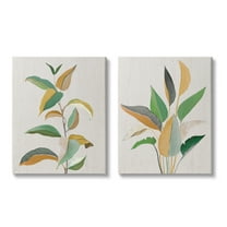 Stupell Industries Modern Split Plant Leaves Botanical & Floral Painting Gallery Wrapped Canvas Art Print Wall Art, 16 x 20, Set of 2