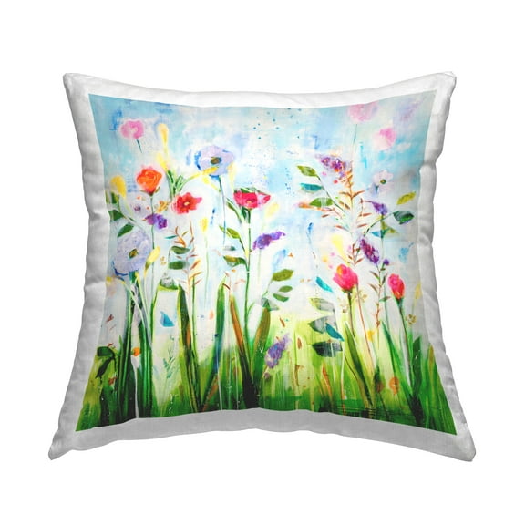 Stupell Industries Modern Spring Flower Meadow Square Decorative Printed Throw Pillow, 18 x 18