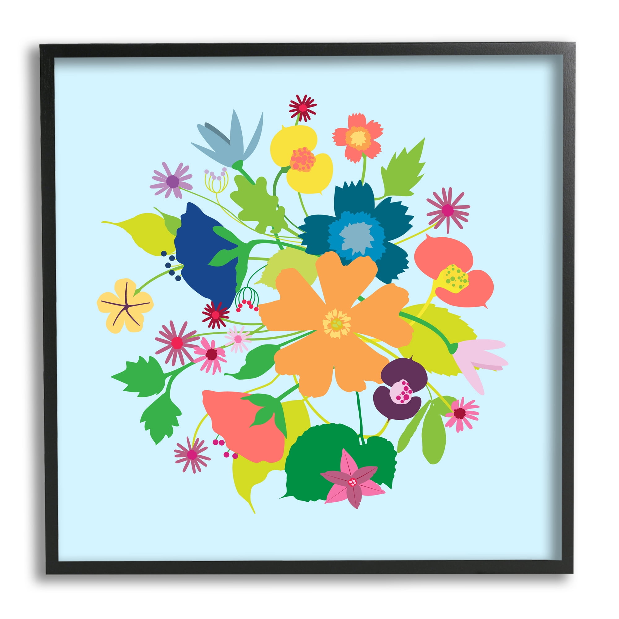Stupell Industries Modern Spring Petals Botanical & Floral Painting Black Framed Art Print Wall Art, 17 x 17