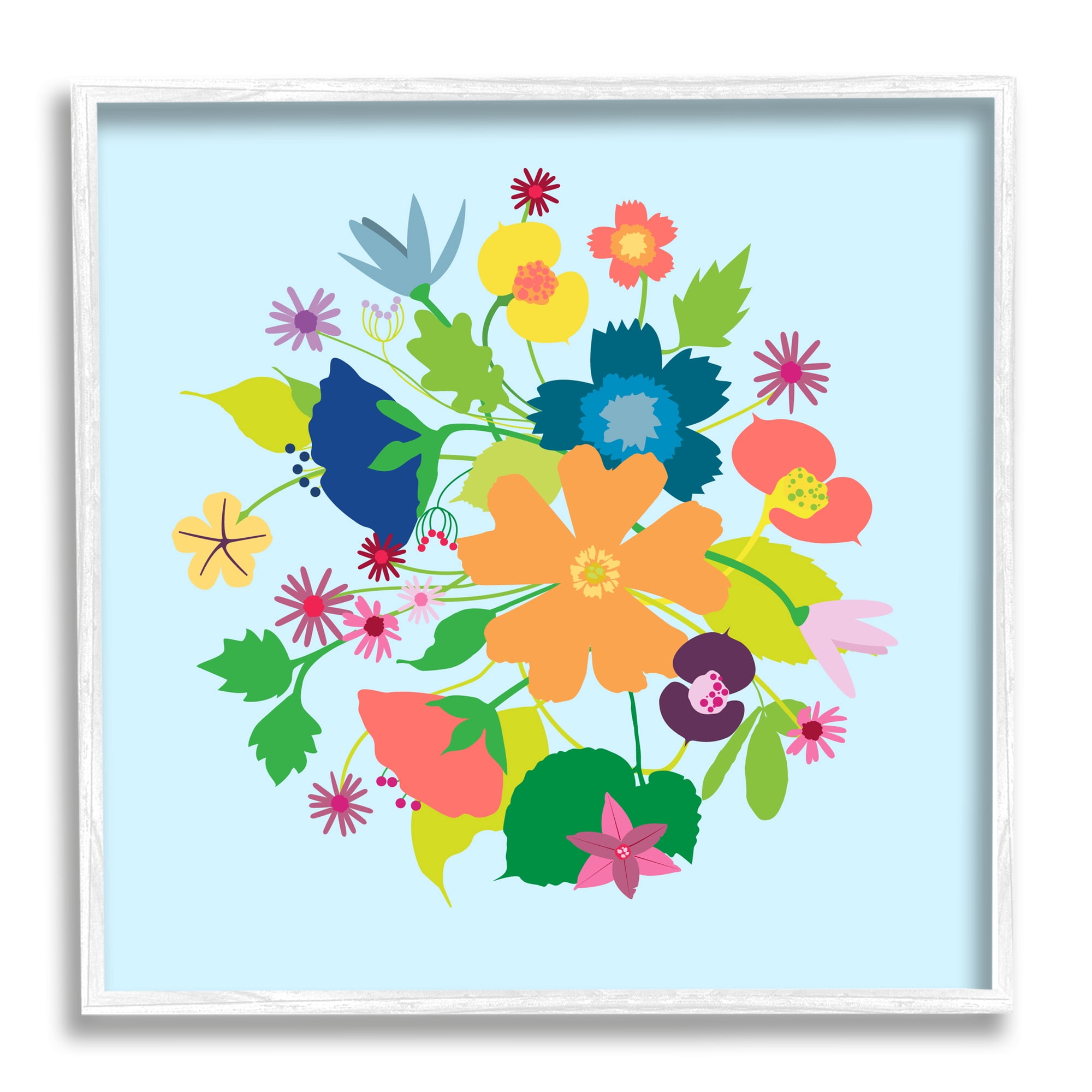 Stupell Industries Modern Spring Petals Botanical & Floral Painting White Framed Art Print Wall Art, 12 x 12