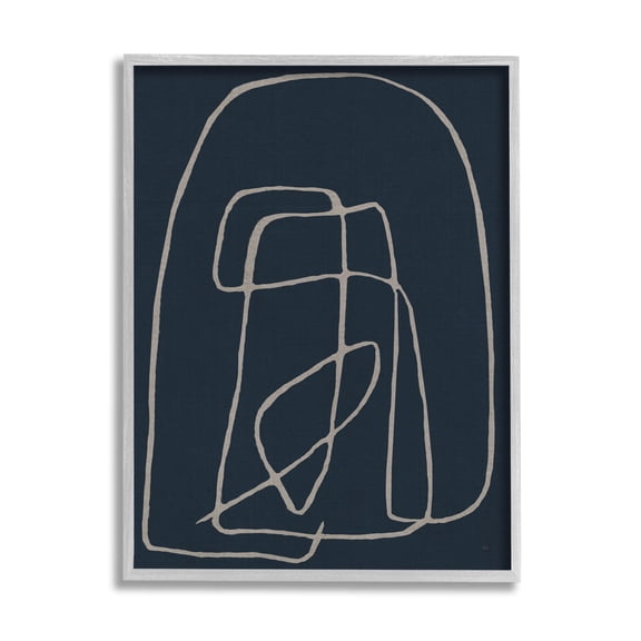 Stupell Industries Modern Squiggle Line Form Graphic Art Gray Framed Art Print Wall Art, Design by Susan Jill
