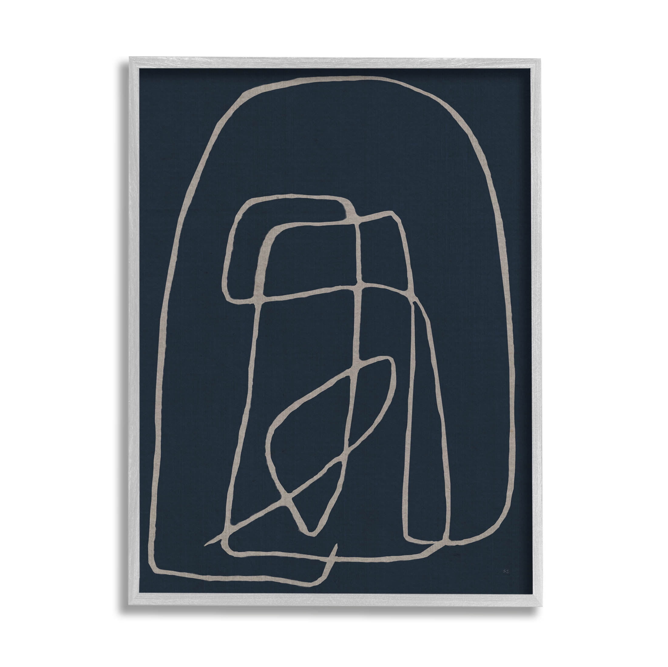 Stupell Industries Modern Squiggle Line Form Graphic Art Gray Framed Art Print Wall Art, Design by Susan Jill
