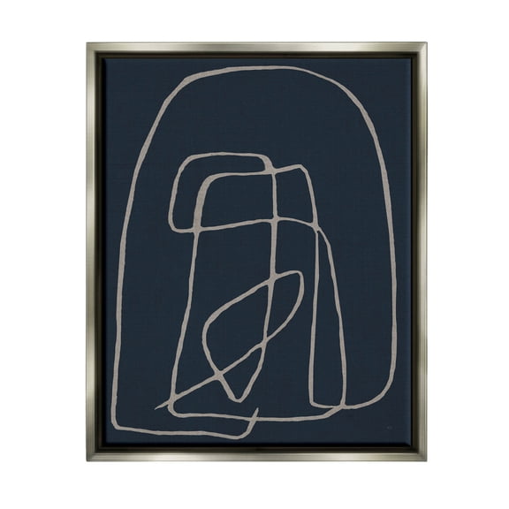 Stupell Industries Modern Squiggle Line Form Graphic Art Luster Gray Floating Framed Canvas Print Wall Art, Design by Susan Jill