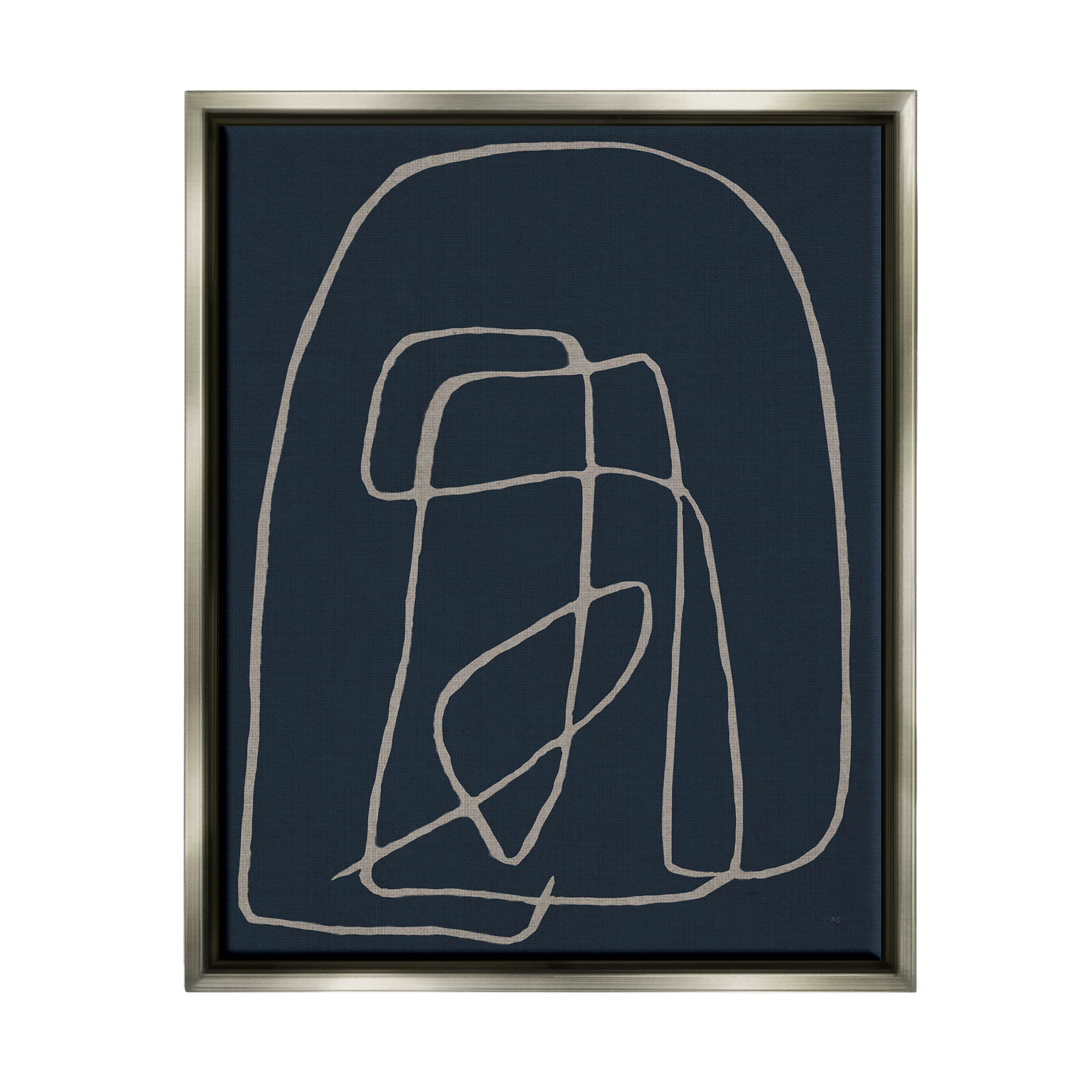 Stupell Industries Modern Squiggle Line Form Graphic Art Luster Gray Floating Framed Canvas Print Wall Art, Design by Susan Jill