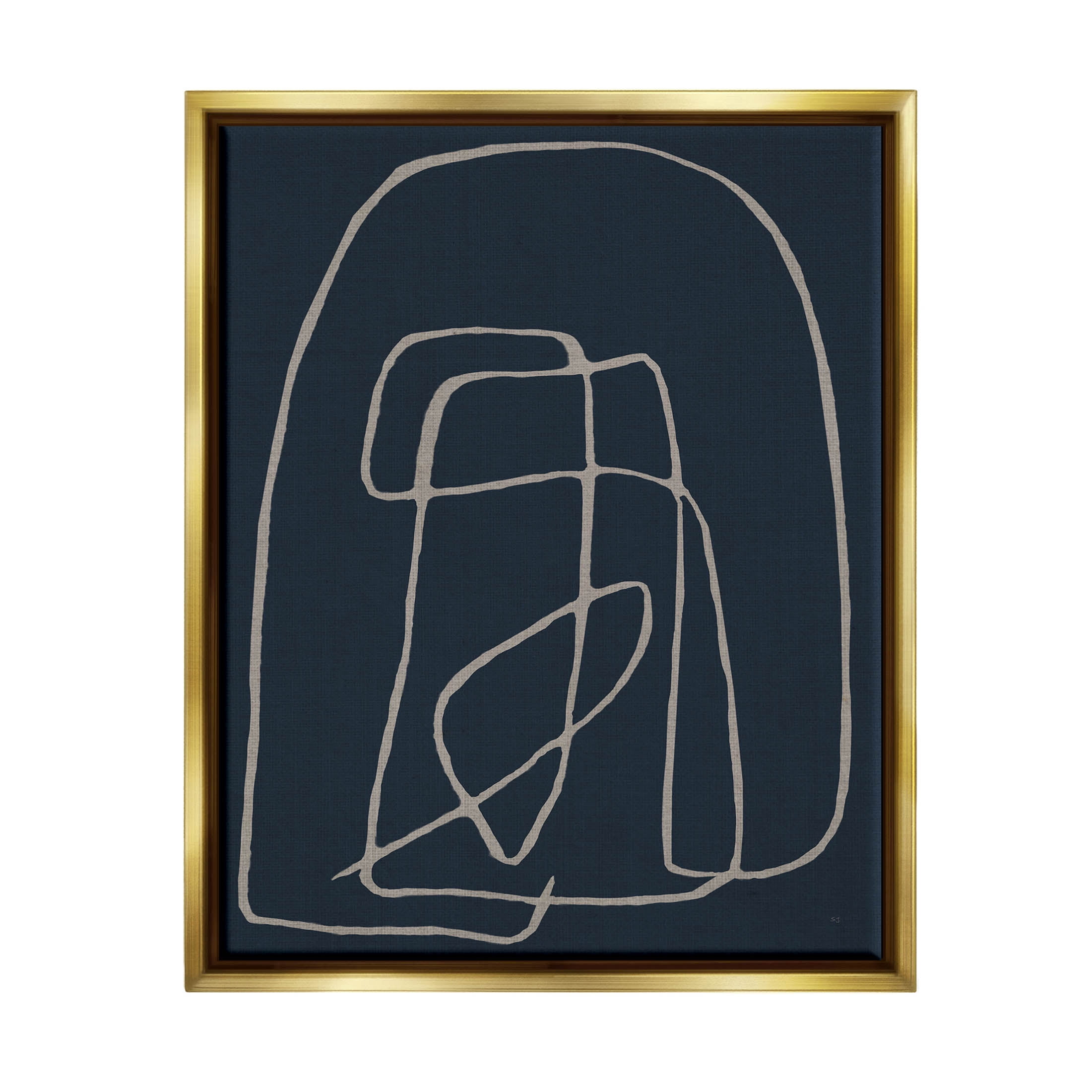 Stupell Industries Modern Squiggle Line Form Graphic Art Metallic Gold Floating Framed Canvas Print Wall Art, Design by Susan Jill