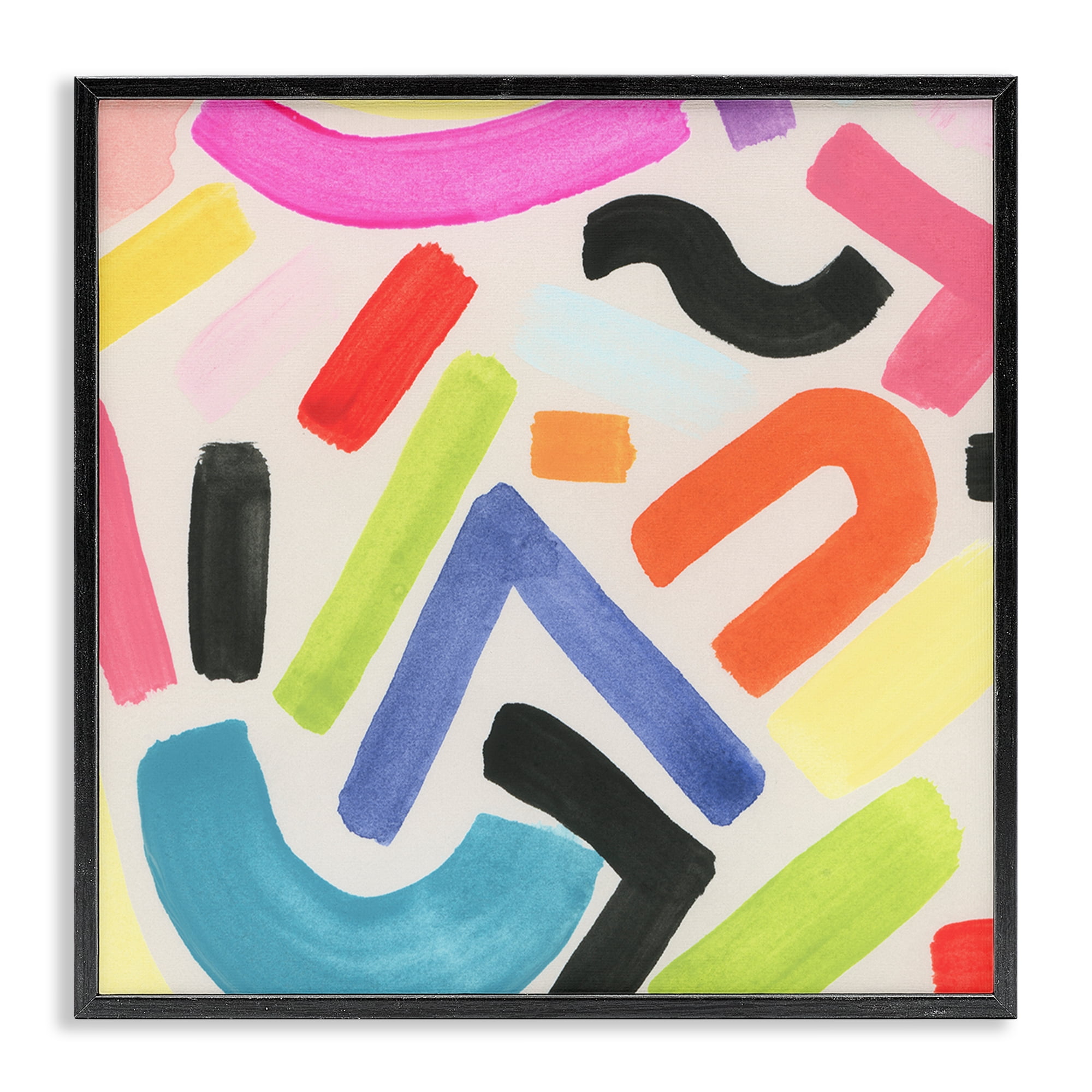 Stupell Industries Modern Squiggle Shapes Abstract Painting Black Framed Art Print Wall Art, 17 x 17