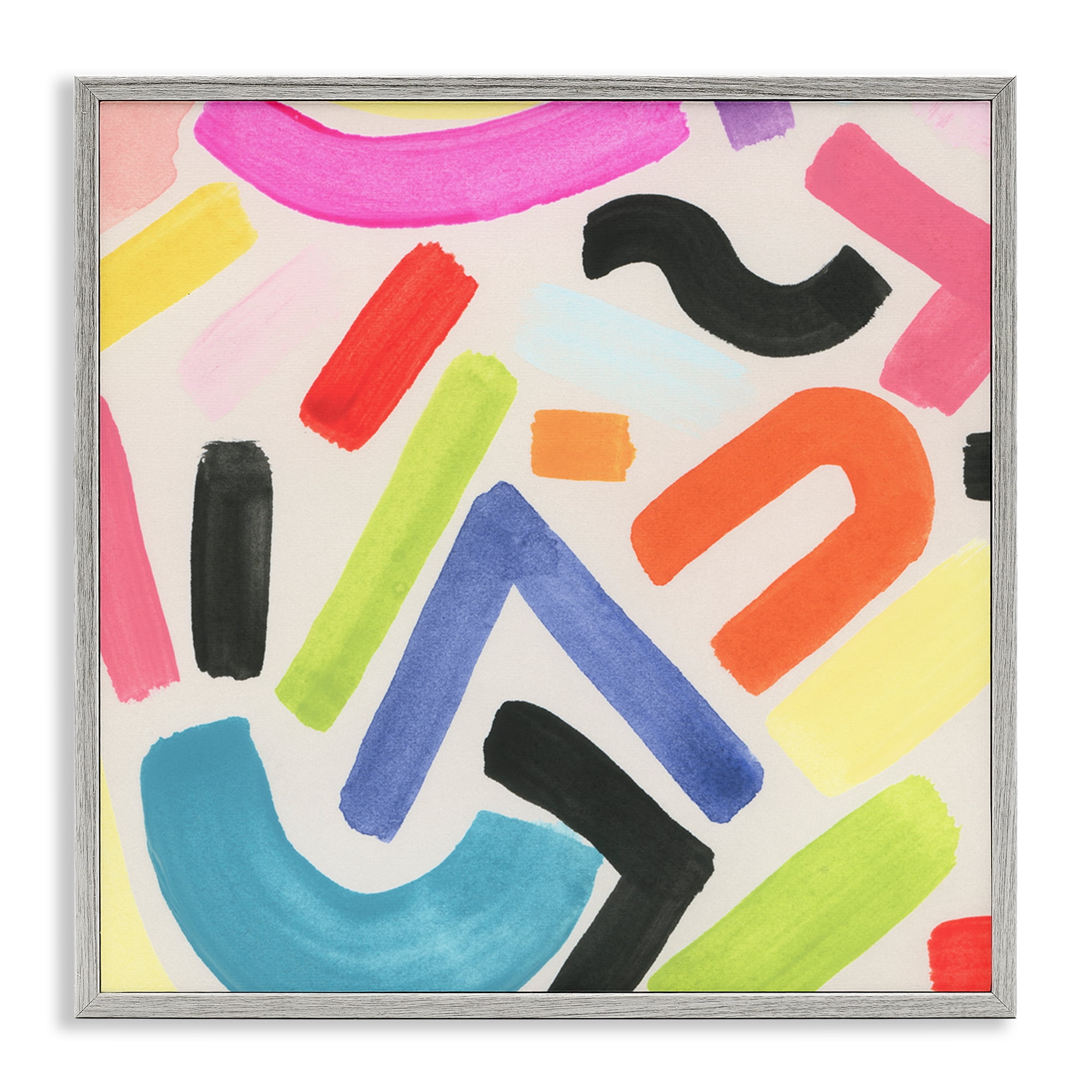 Stupell Industries Modern Squiggle Shapes Abstract Painting Gray Framed Art Print Wall Art, 17 x 17