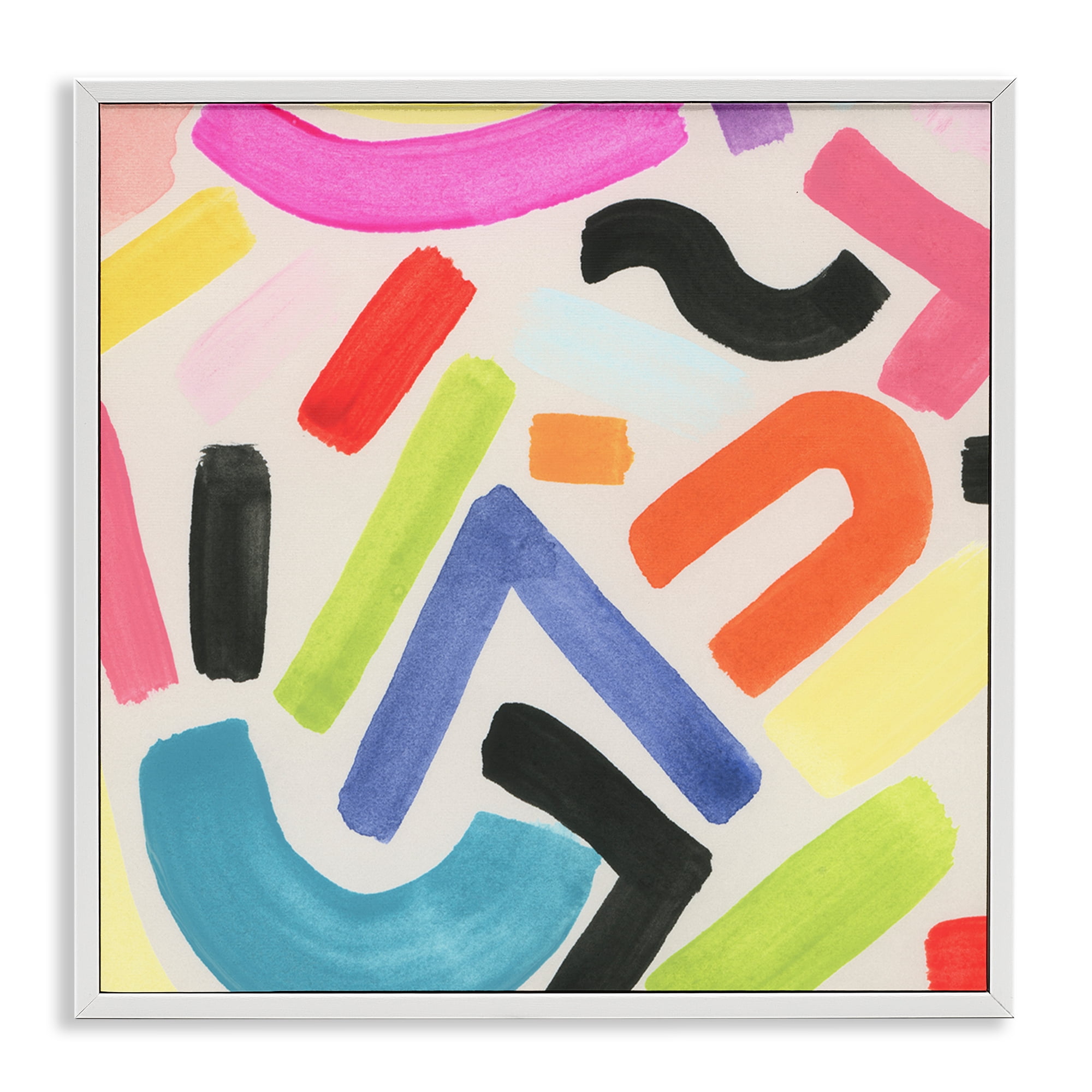 Stupell Industries Modern Squiggle Shapes Abstract Painting White Framed Art Print Wall Art, 12 x 12