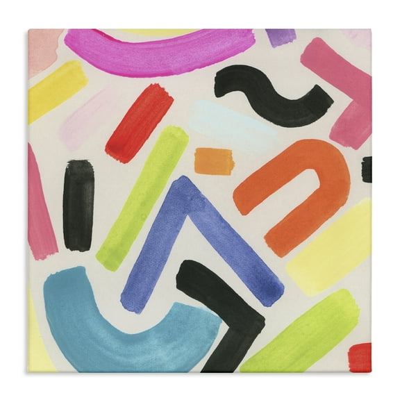 Stupell Industries Modern Squiggle Shapes Abstract Painting Wrapped Canvas Art Print Wall Art, 17 x 17