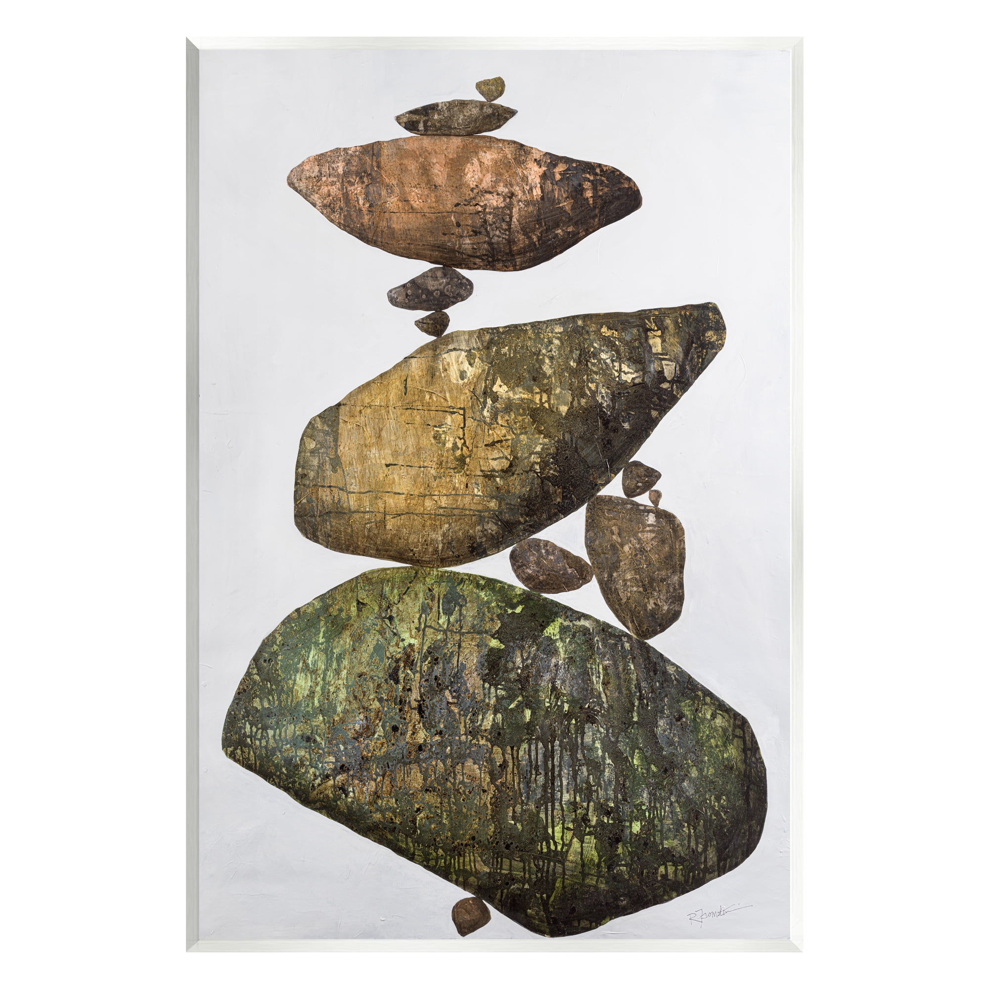 Stupell Industries Modern Stacked Rocks Nature Nature Painting Unframed Art Print Wall Art, 13 x 19