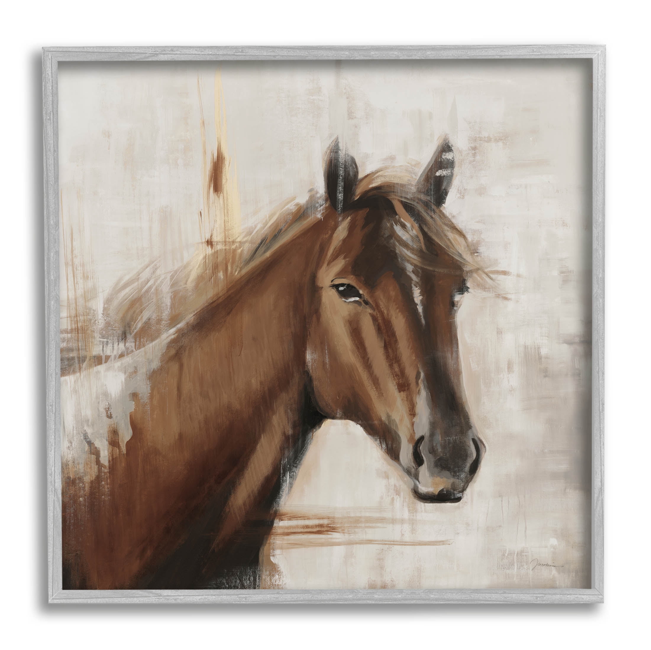 Stupell Industries Modern Stallion Painting Painting Gray Framed Art Print Wall Art, Design by Liz Jardine