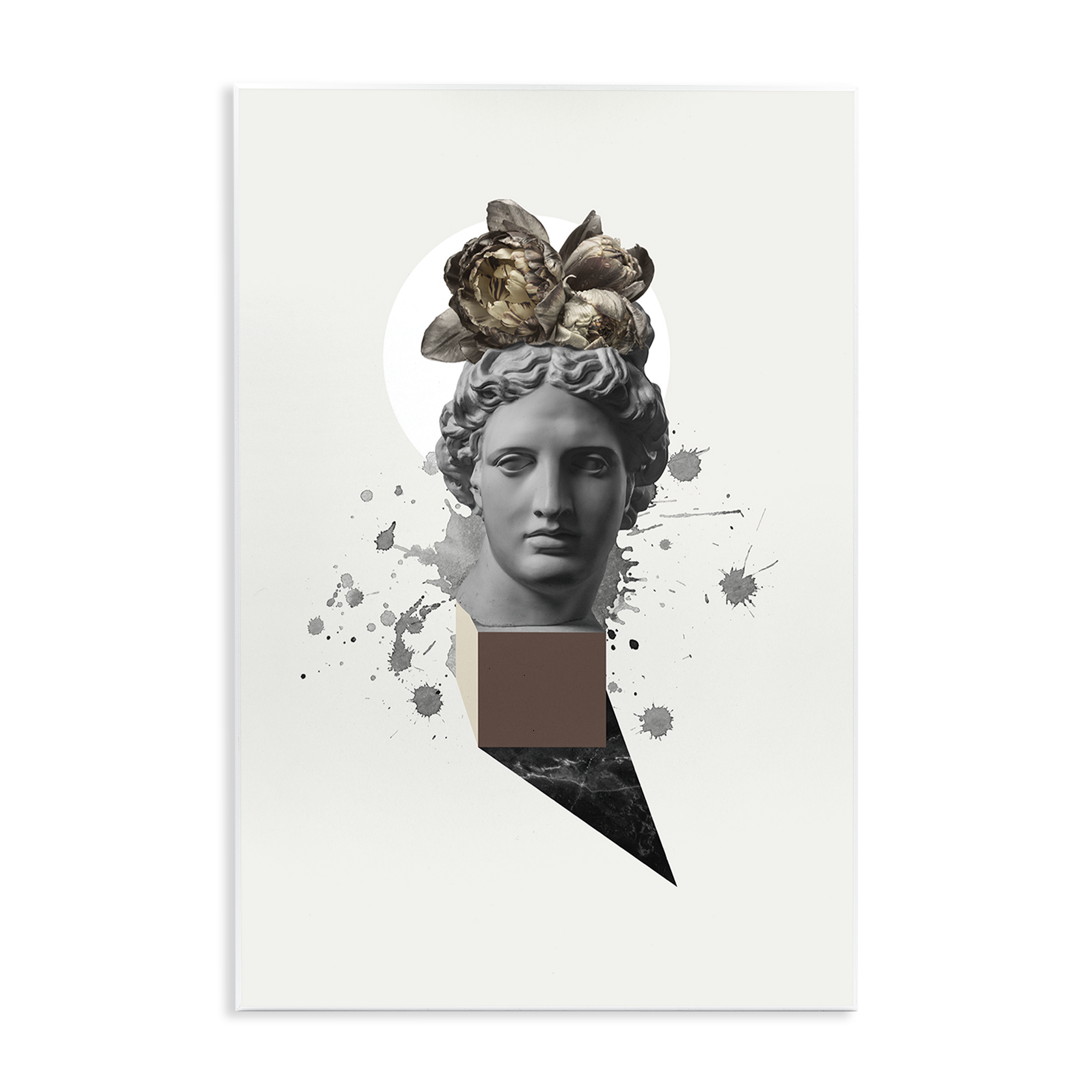 Stupell Industries Modern Statue with Peonies Botanical & Floral Painting Unframed Art Print Wall Art, 13 x 19