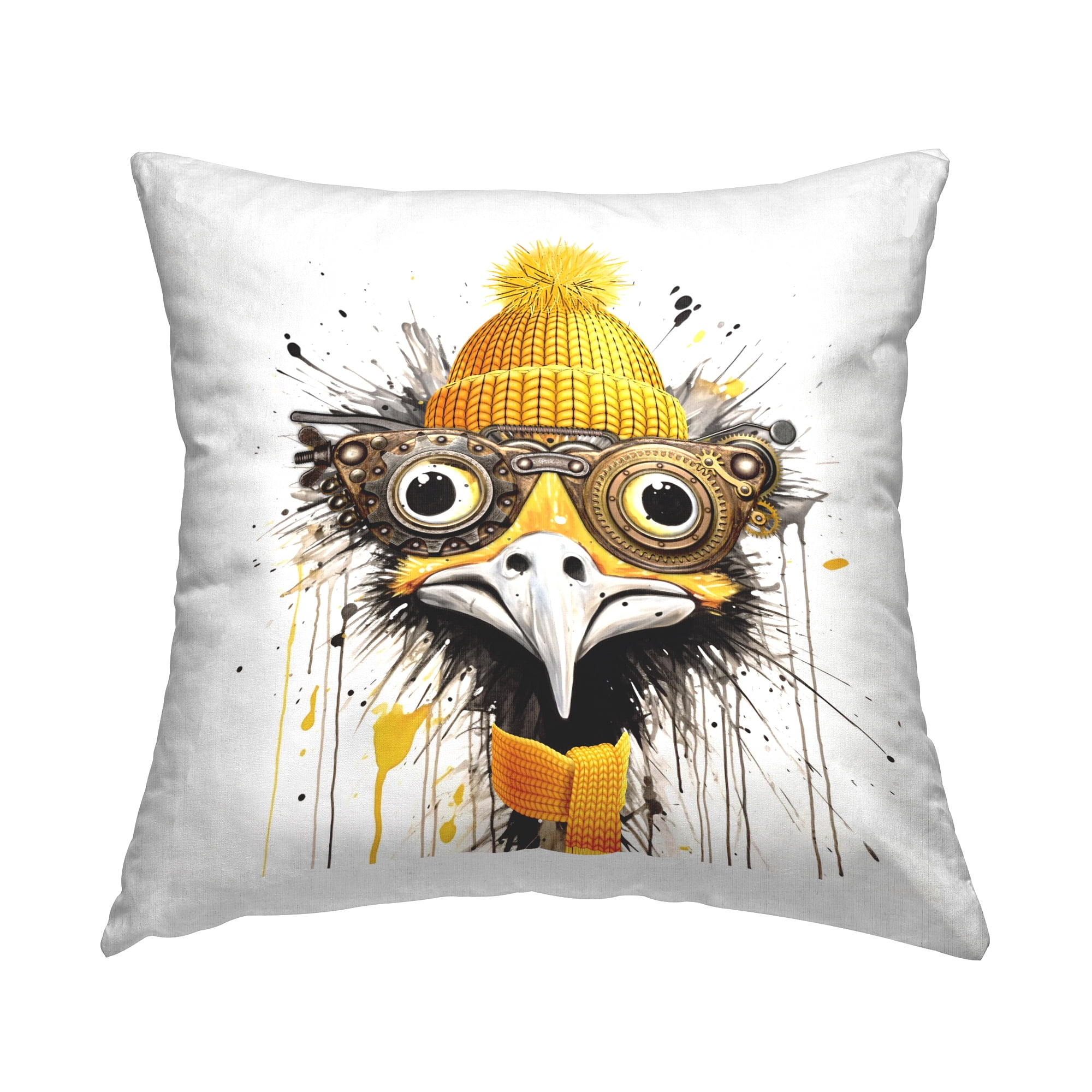 Stupell Industries Modern Steampunk Ostrich Decorative Printed Throw Pillow, 18 x 18