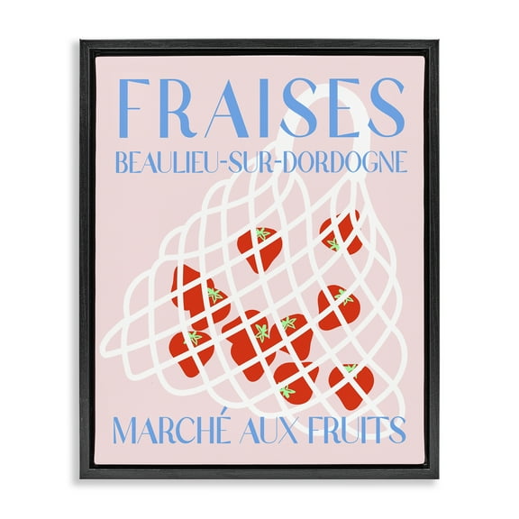 Stupell Industries Modern Strawberry Fruit Market Food & Beverage Painting Black Floater Framed Canvas Art Print Wall Art, 17 x 21