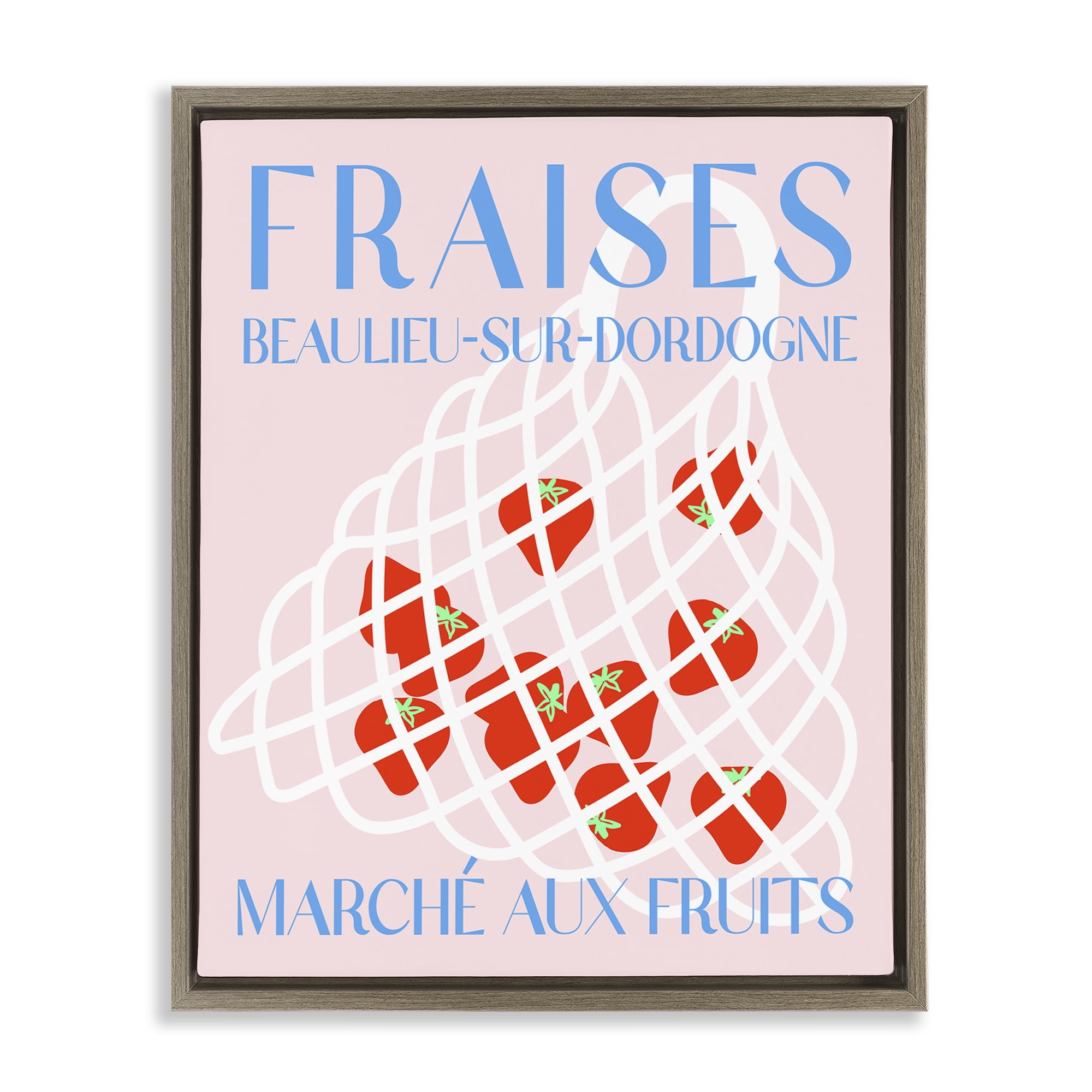 Stupell Industries Modern Strawberry Fruit Market Food & Beverage Painting Brown Floater Framed Canvas Art Print Wall Art, 17 x 21