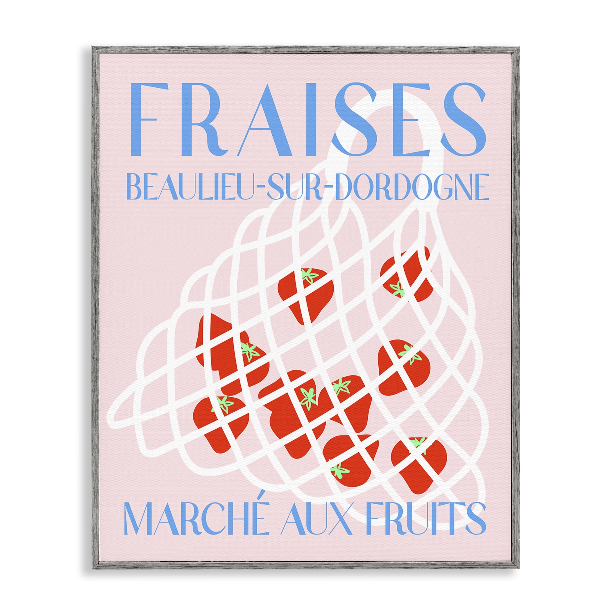 Stupell Industries Modern Strawberry Fruit Market Food & Beverage Painting Gray Framed Art Print Wall Art, 11 x 14