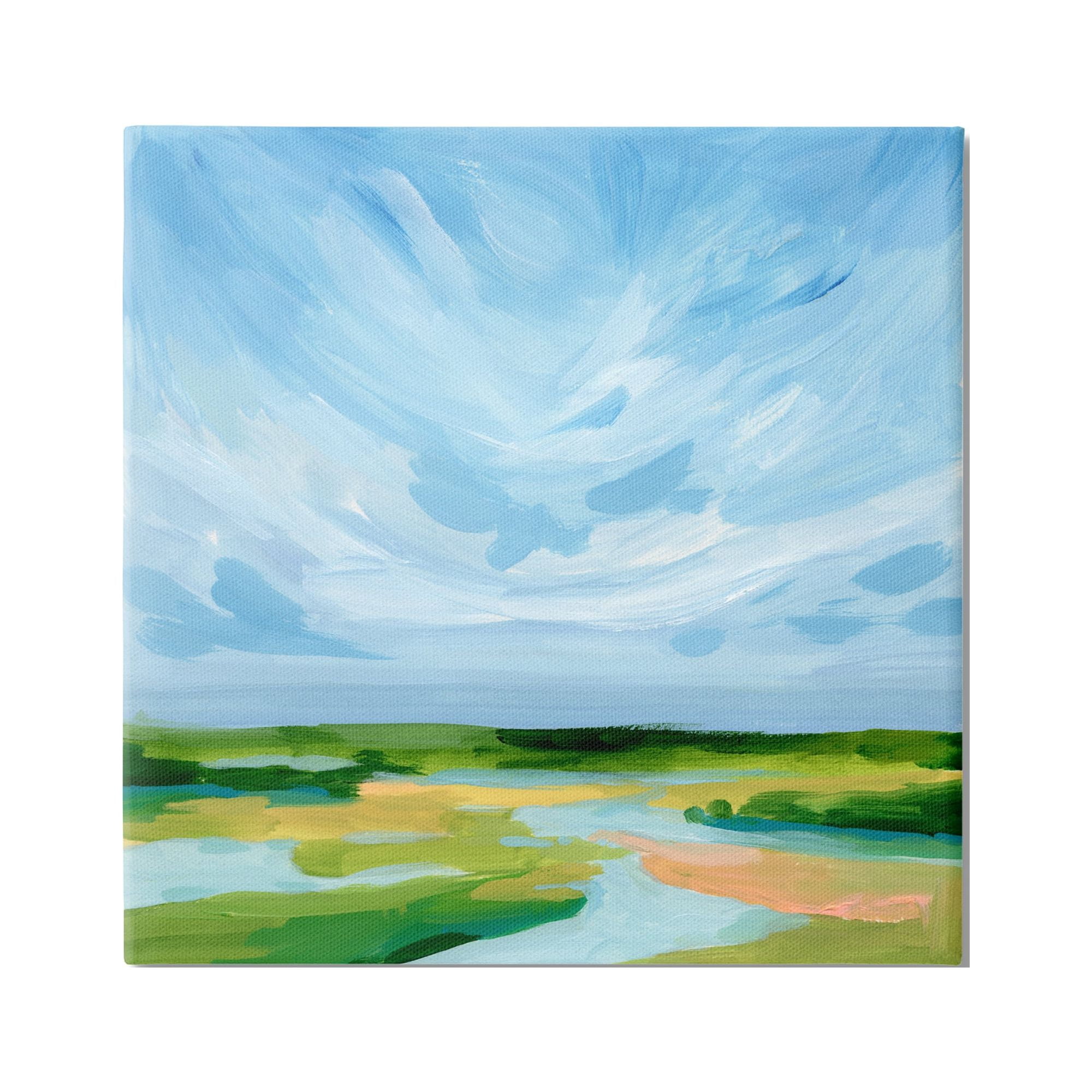 Stupell Industries Modern Stream Landscape Nature Painting Gallery Wrapped Canvas Print Wall Art, 30 x 30