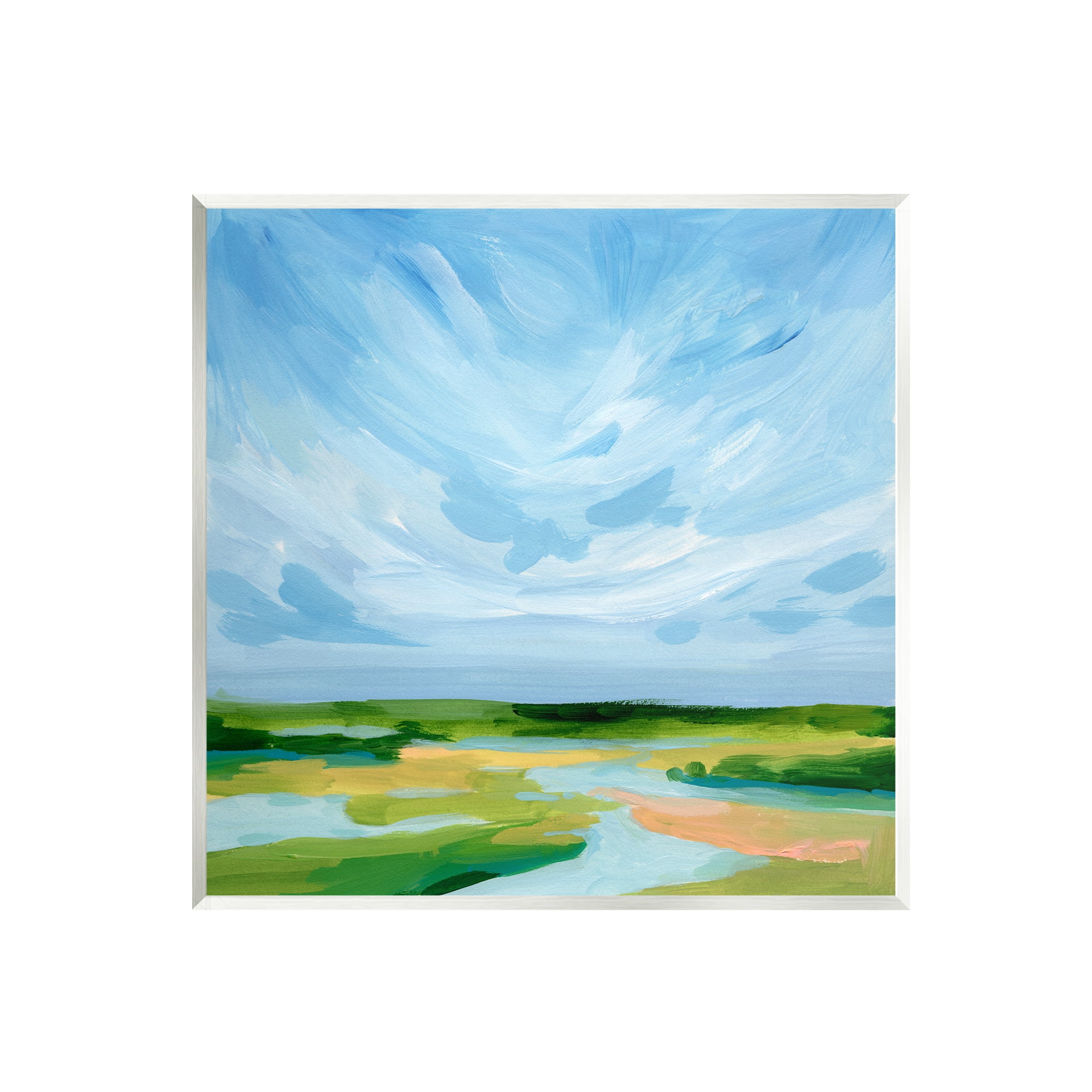 Stupell Industries Modern Stream Landscape Nature Painting Unframed Art Print Wall Art, 12 x 12