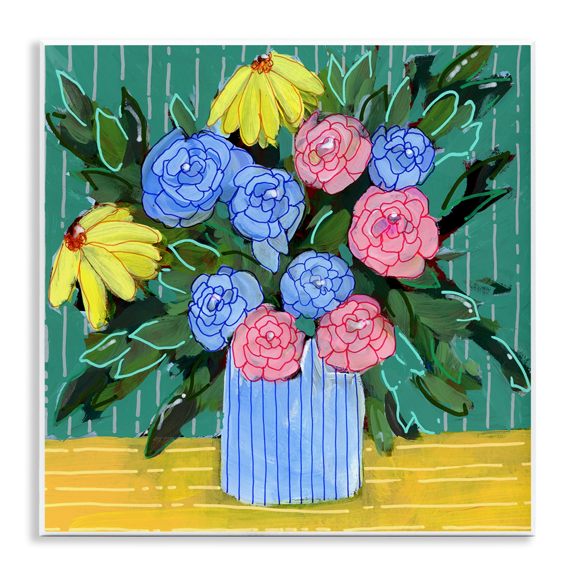 Stupell Industries Modern Style Blooms Plants & Flowers Painting Unframed Art Print Wall Art, 12 x 12
