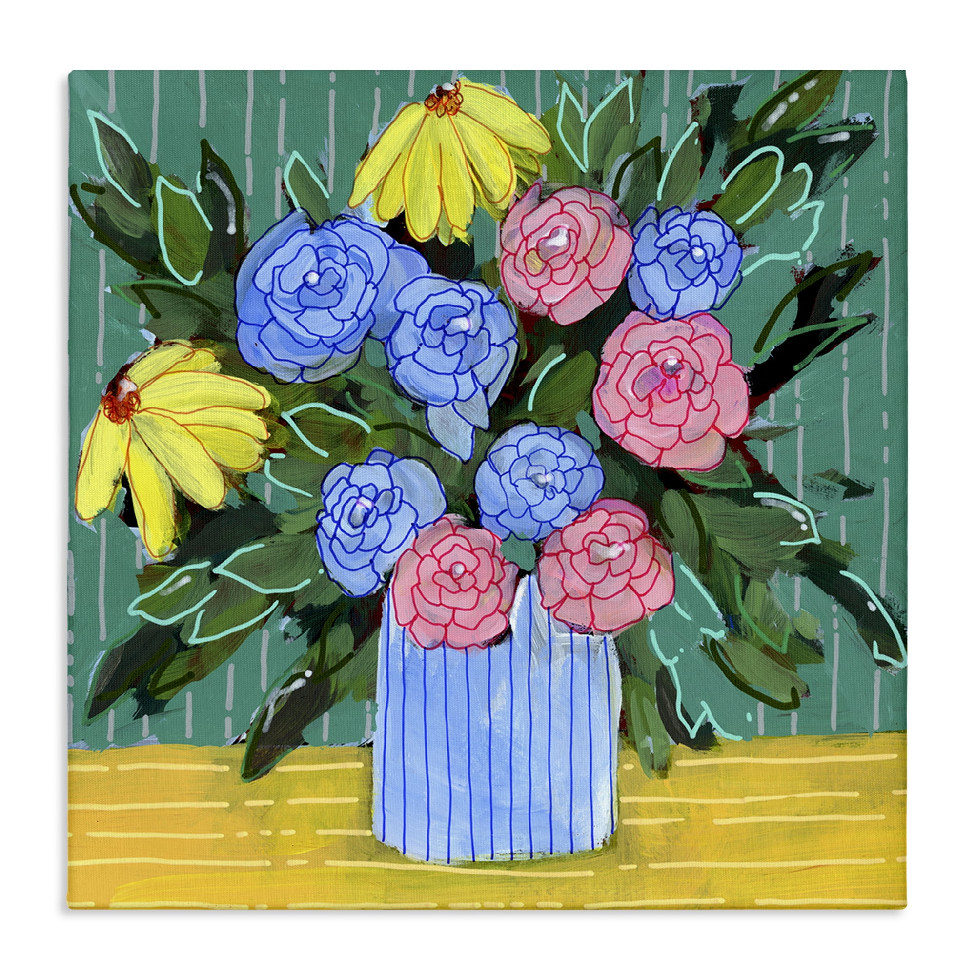 Stupell Industries Modern Style Blooms Plants & Flowers Painting Wrapped Canvas Art Print Wall Art, 36 x 36