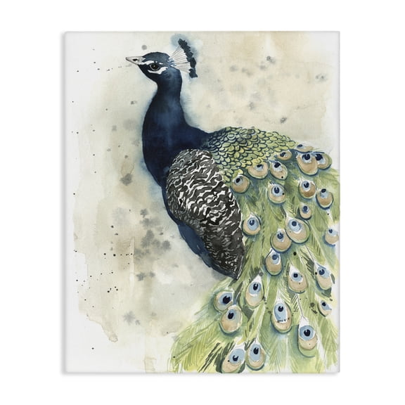Stupell Industries Modern Style Peacock Portrait Animals Painting Wrapped Canvas Canvas Art Print Wall Art, 16 x 20