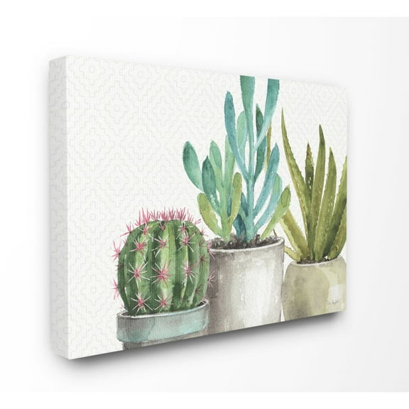 Stupell Industries Modern Succulents Pattern Green Grey Watercolor Painting Canvas Wall Art by Lisa Audit