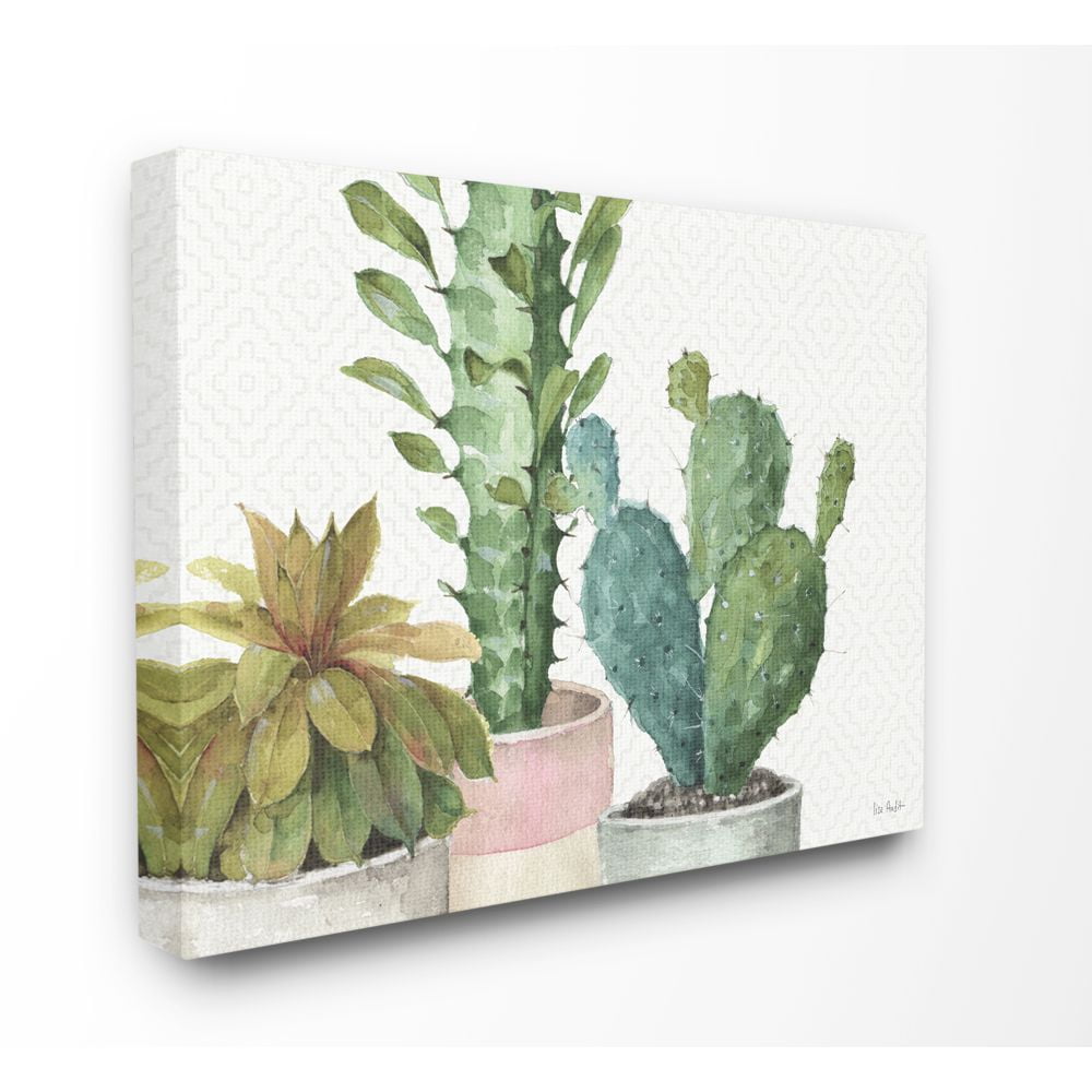 Stupell Industries Modern Succulents Pattern Green Watercolor Painting Canvas Wall Art by Lisa Audit