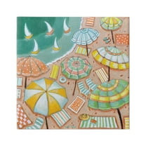 Stupell Industries Modern Summer Beach Landscape Painting Gallery Wrapped Canvas Art Print Wall Art, 17 x 17