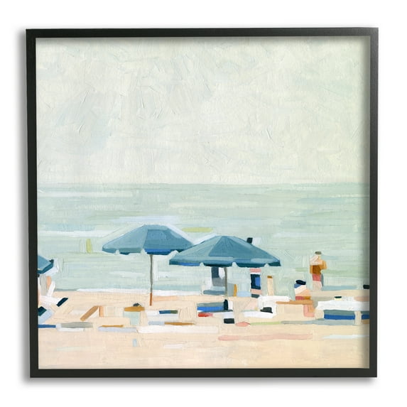 Stupell Industries Modern Summer Coast Beach Day Coastal Painting Black Framed Art Print Wall Art