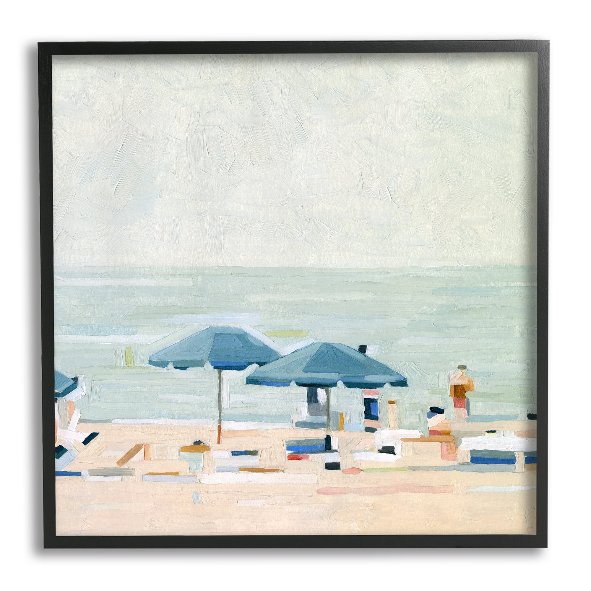 Modern Coastal Landscape Canvas Print with Black Frame, 12 x 12