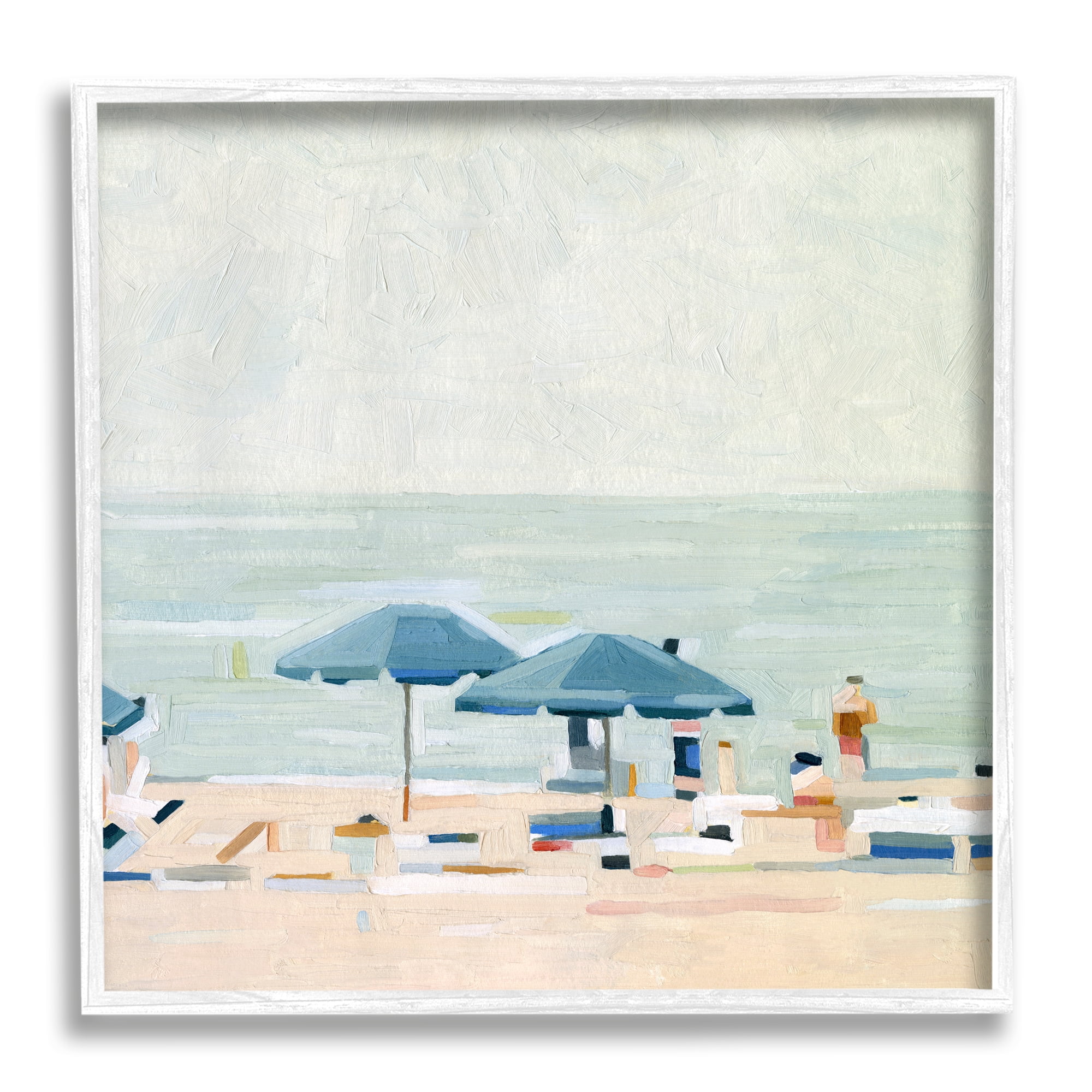 Stupell Industries Modern Summer Coast Beach Day Coastal Painting White Framed Art Print Wall Art