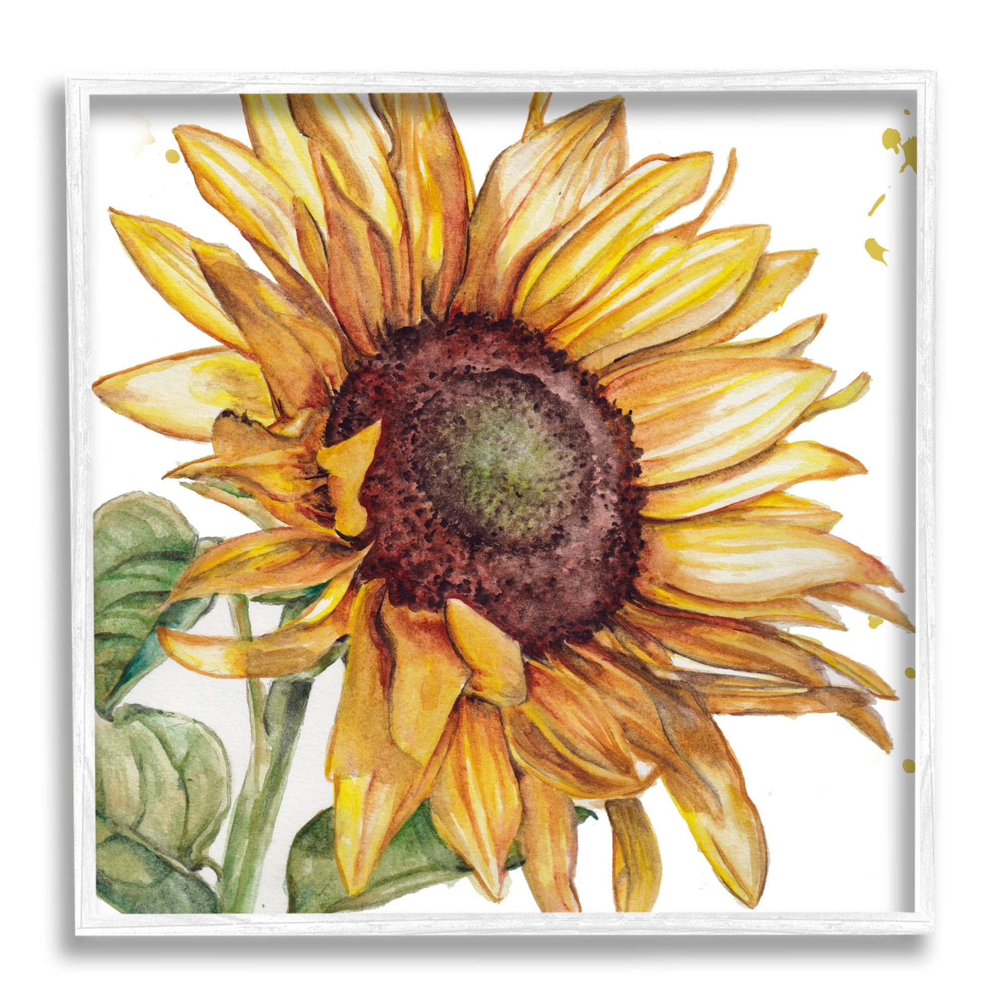 Stupell Industries Modern Sunflower Close Up Botanical & Floral Painting White Framed Art Print Wall Art, 24 x 24