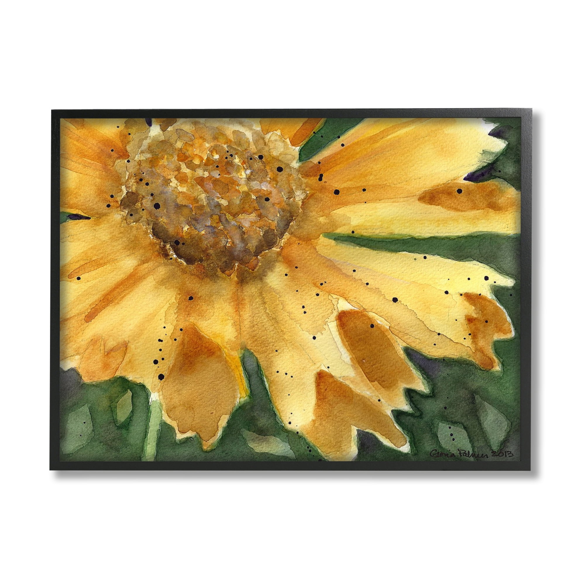 Stupell Industries Modern Sunflower Watercolor Botanical & Floral Painting Black Framed Art Print Wall Art, 20 x 16