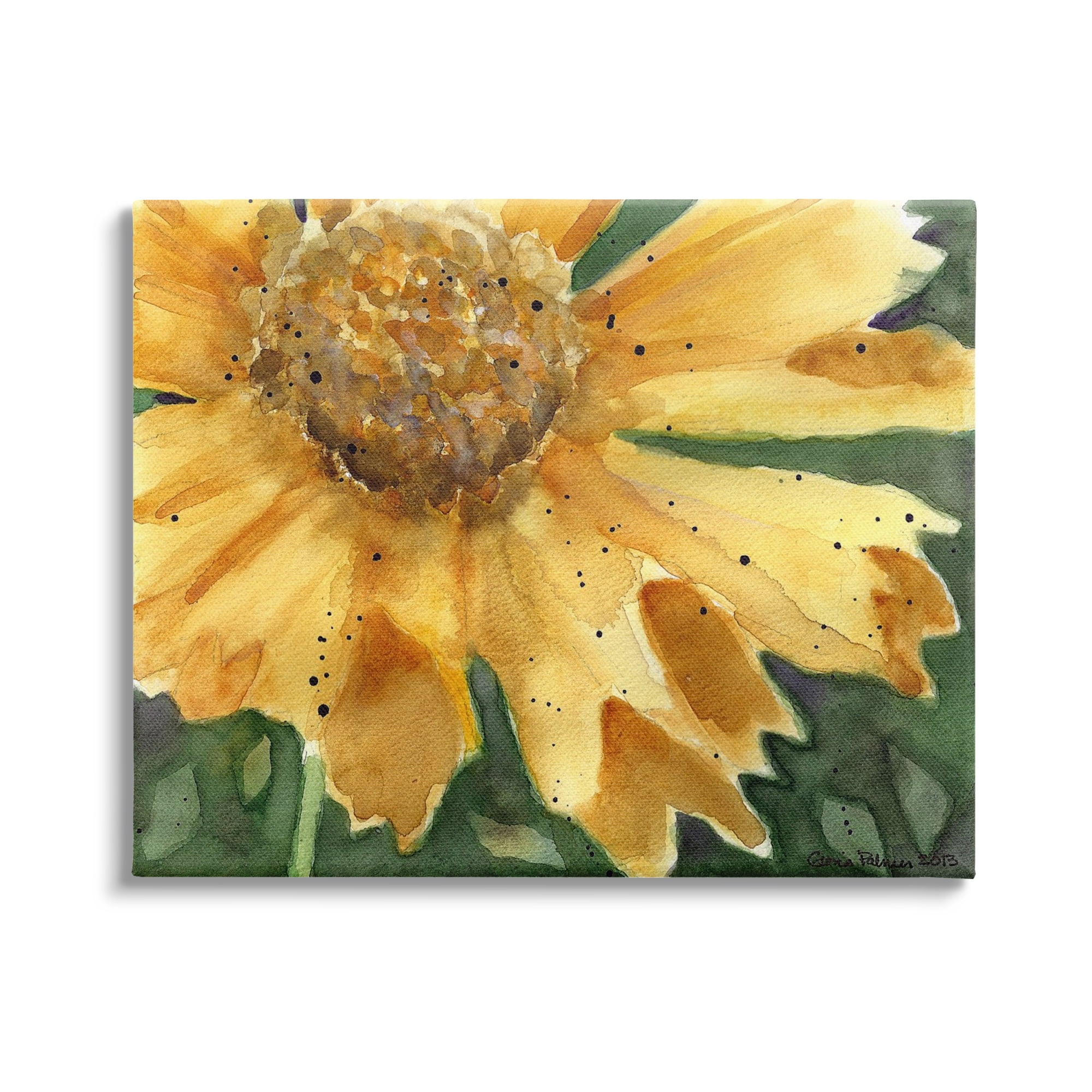 Stupell Industries Modern Sunflower Watercolor Botanical & Floral Painting Gallery Wrapped Canvas Print Wall Art, 20 x 16