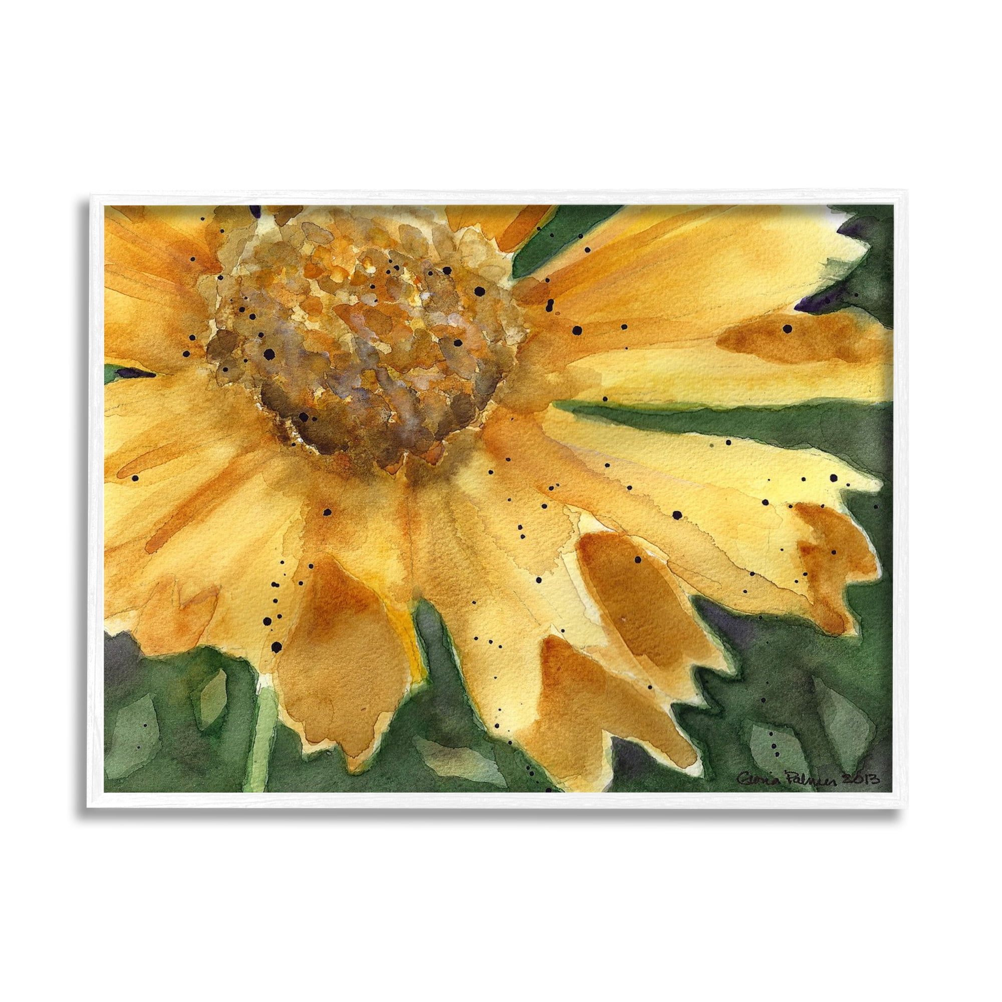 Stupell Industries Modern Sunflower Watercolor Botanical & Floral Painting White Framed Art Print Wall Art, 30 x 24