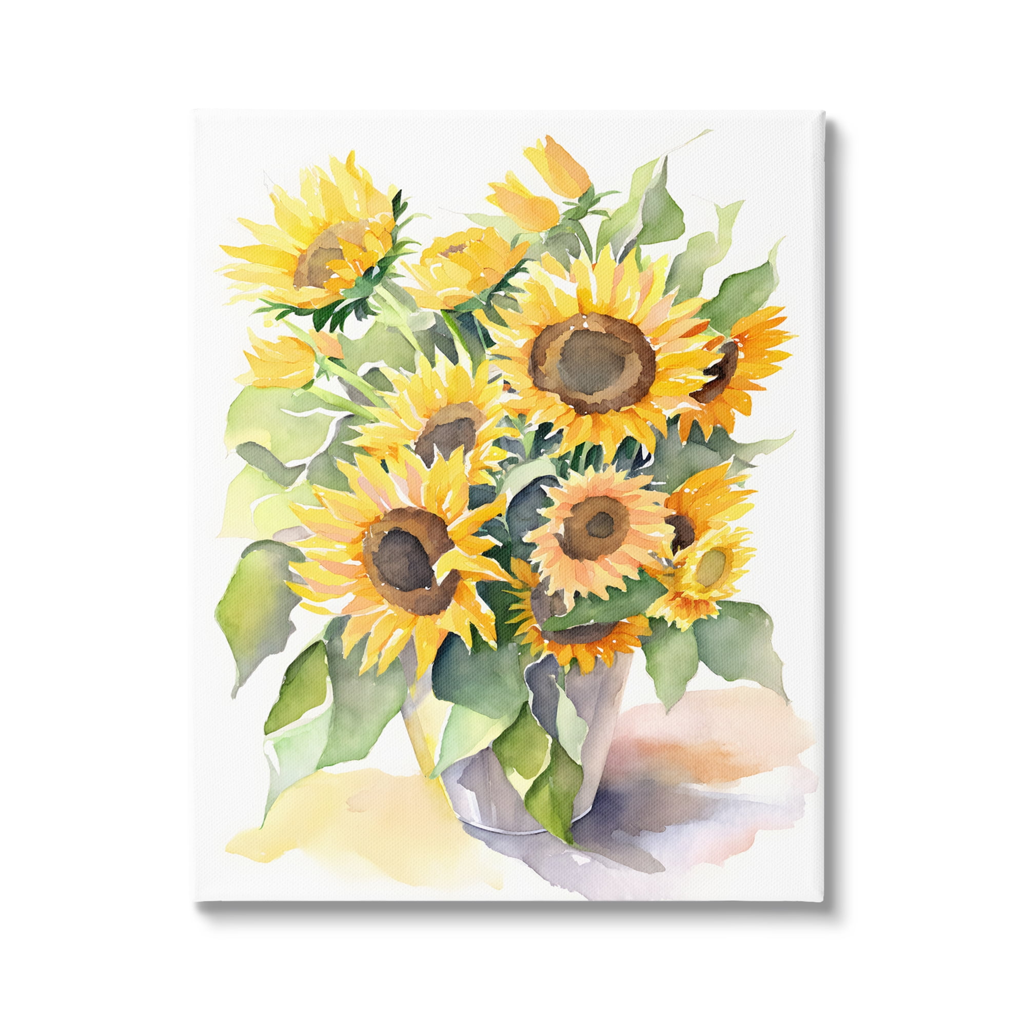 Stupell Industries Modern Sunflowers on White Botanical & Floral Painting Gallery Wrapped Canvas Art Print Wall Art, 24 x 30